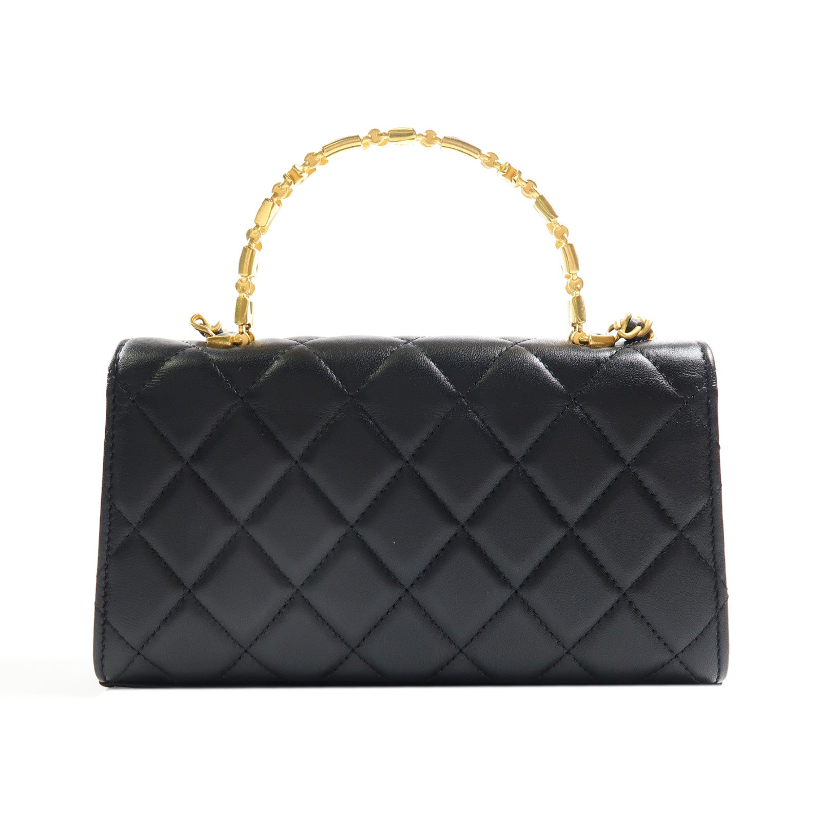 CHANEL 【激減優惠】菱格羊皮皮革Kelly Top Handle金扣手挽肩背兩用袋黑色
