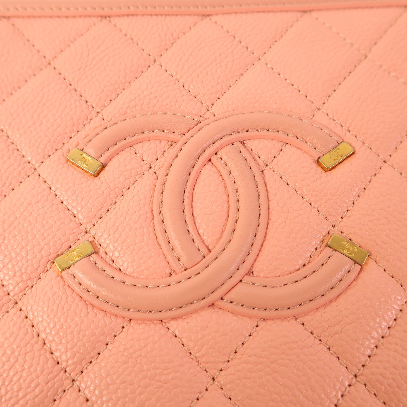 CHANEL 牛皮皮革Vanity Case金扣手挽肩背兩用袋