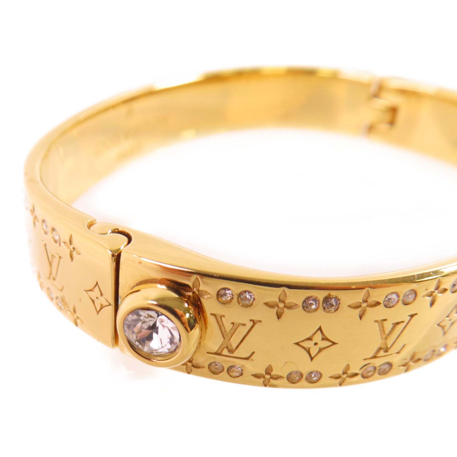 LOUIS VUITTON 金屬/水鑽Nanogram Strass Bracelet S金扣手镯