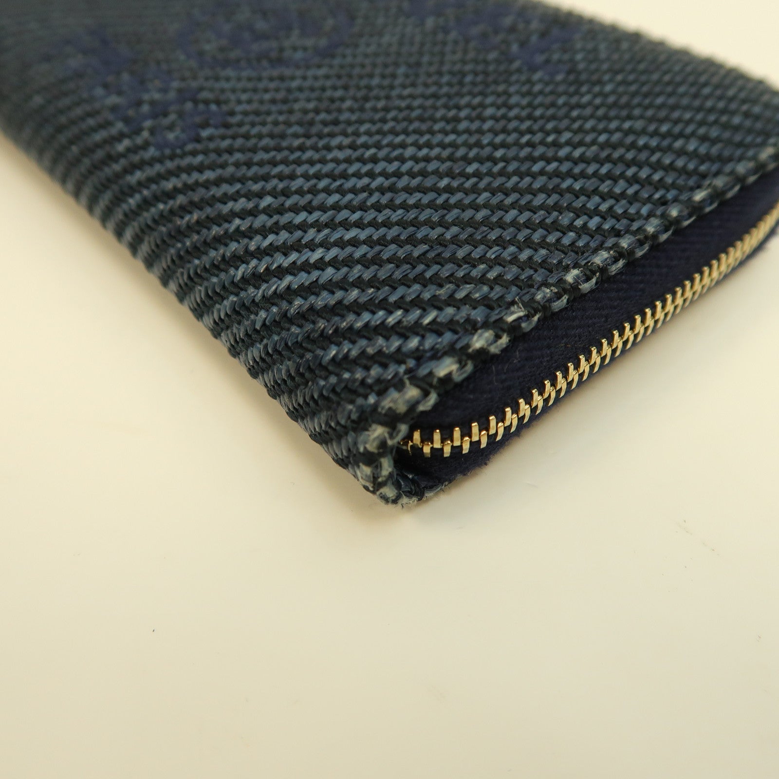 CHANEL 【激減優惠】牛仔布Deauville Small Zip Wallet金扣長錢包藍色