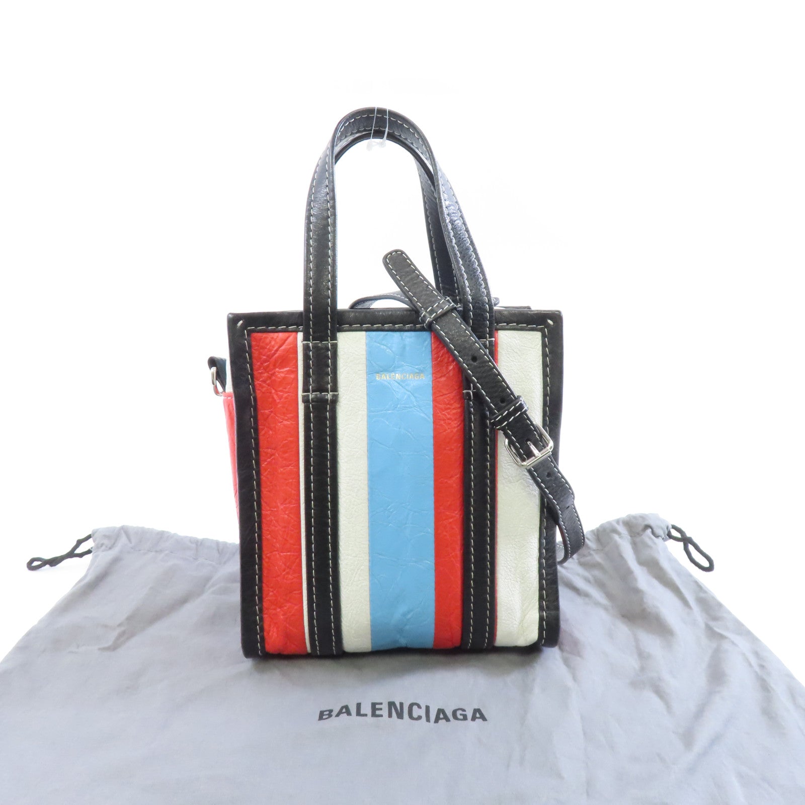 BALENCIAGA 牛皮皮革2 Way Shoulder銀扣手挽肩背兩用袋彩色