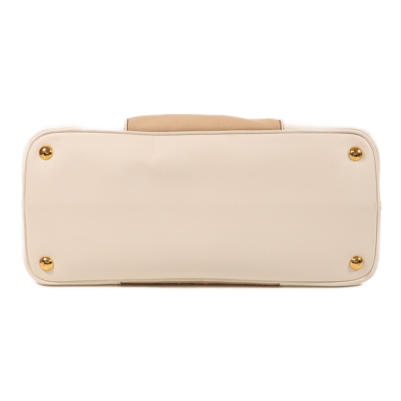 PRADA 帆布Hand Bag金扣手挽袋米色/白色