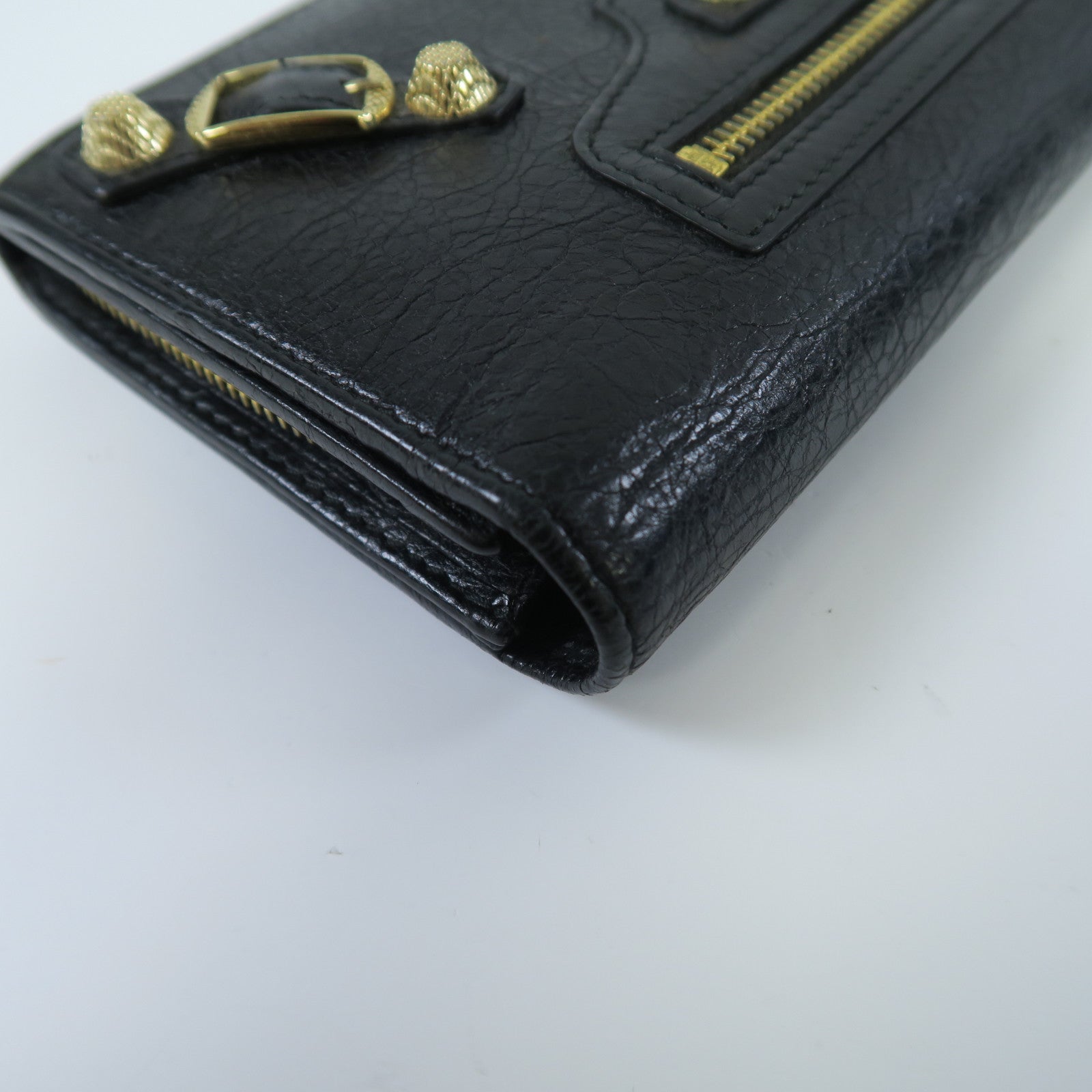 BALENCIAGA 【激減優惠】羊皮皮革Long Wallet金扣長錢包黑色