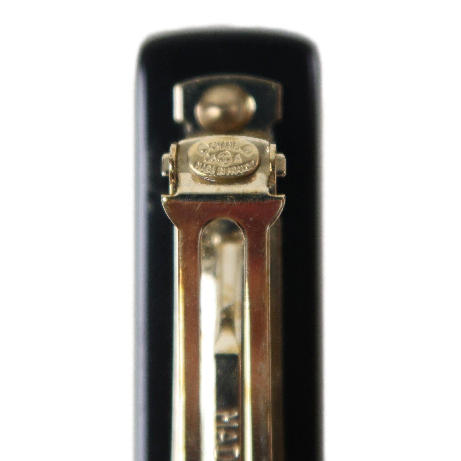 CHANEL 金屬Barrette髮夾黑色/金色