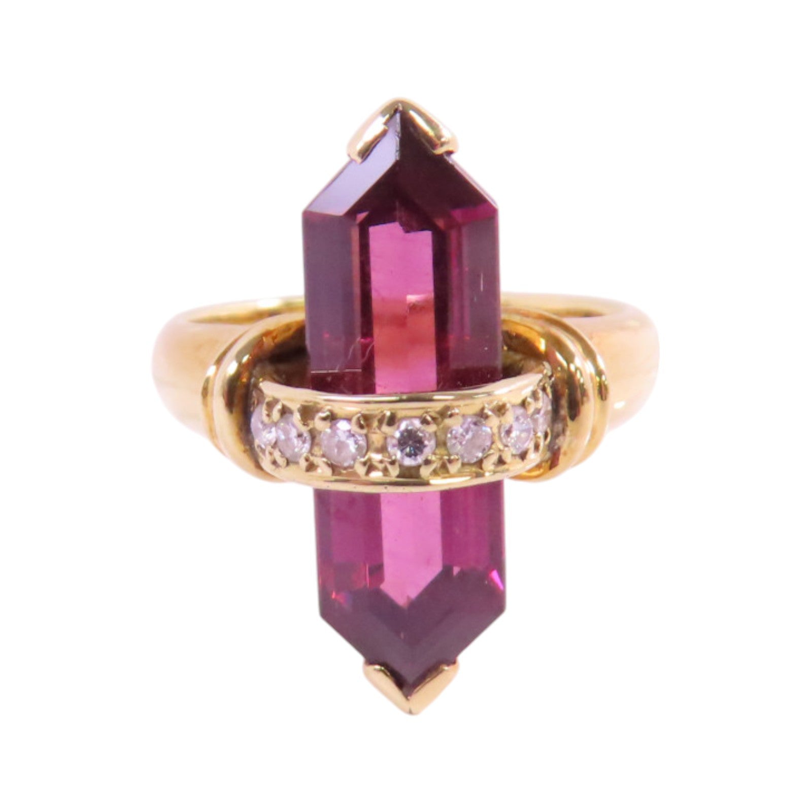JEWELRY 18K黃金/石榴紅寶石/鑽石Garnet Diamond Ring戒指US#5.75