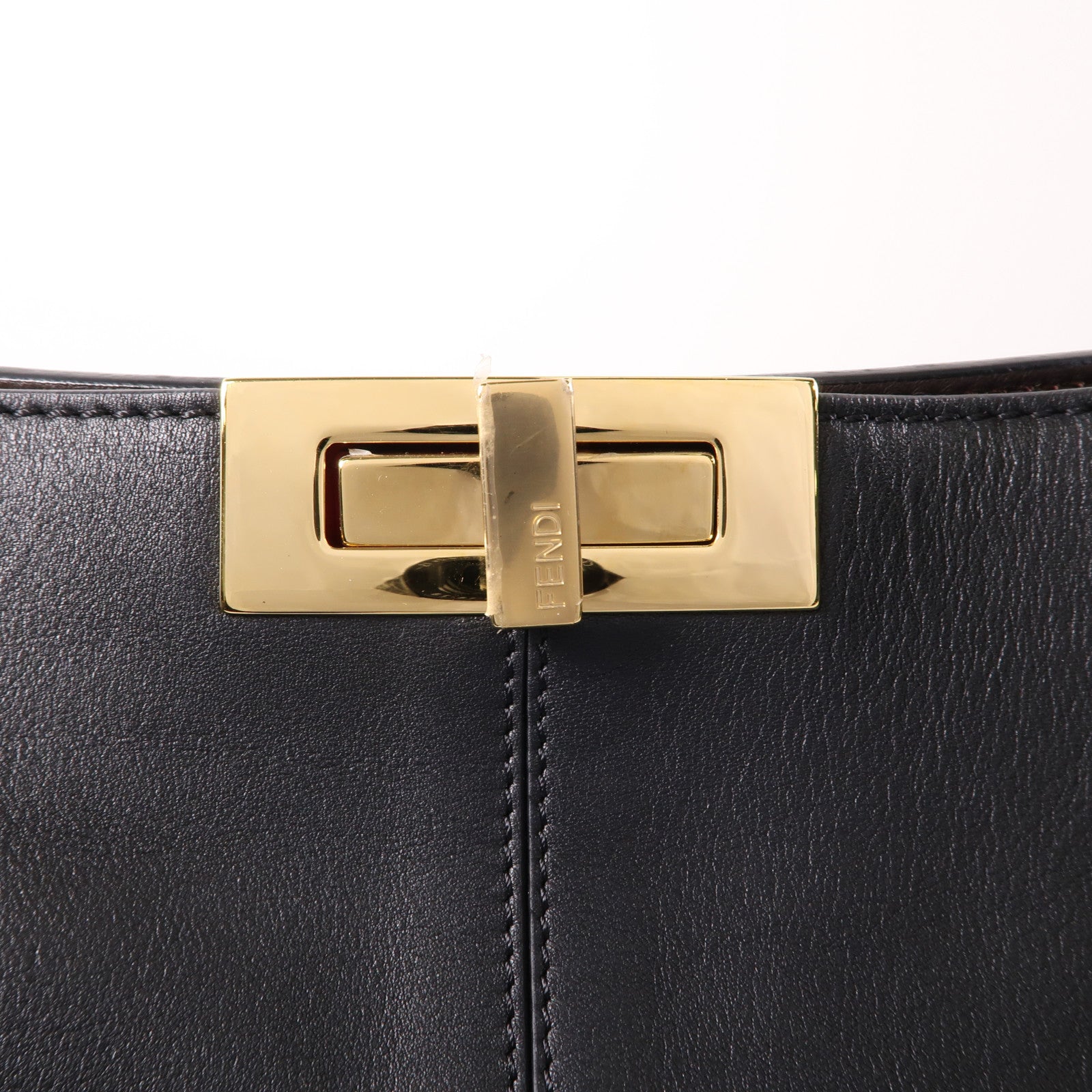 FENDI GHW Peekaboo Shoulder Bag Handbag 8BN304A5E8 Calfskin Leather Black