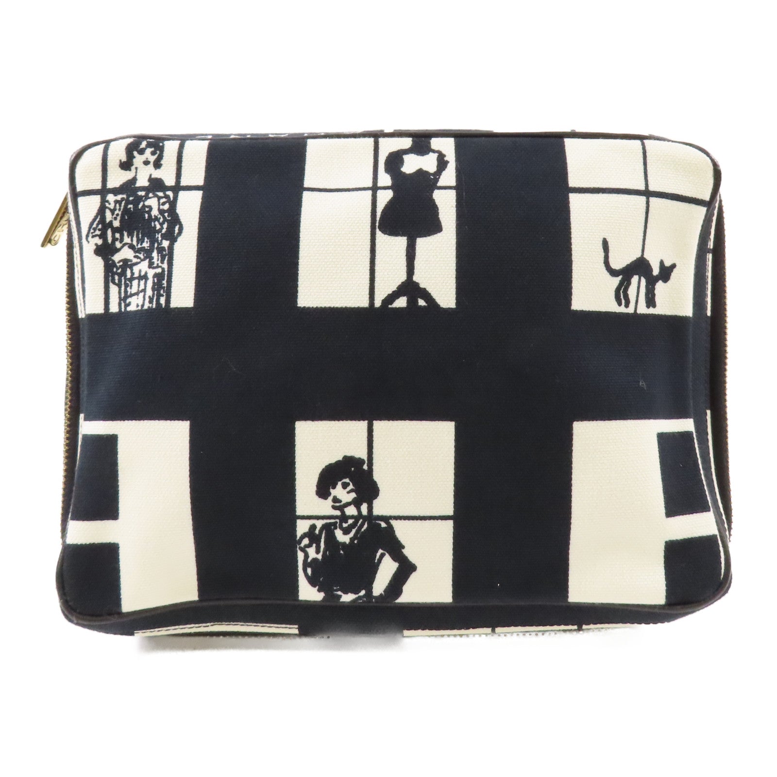 CHANEL 帆布Cosmetic Pouch金扣小袋