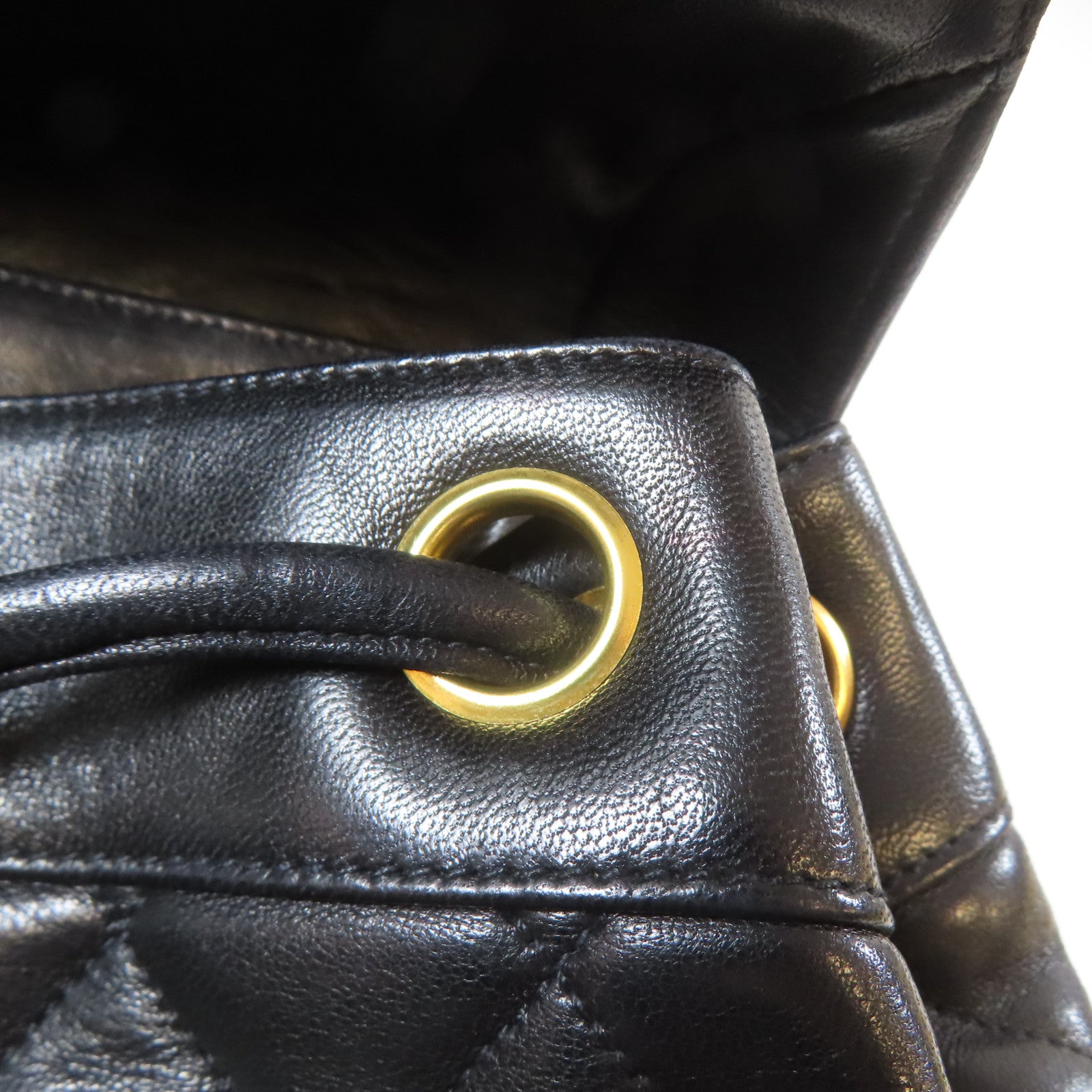 CHANEL 【激減優惠】菱格羊皮皮革Backpack金扣背包黑色