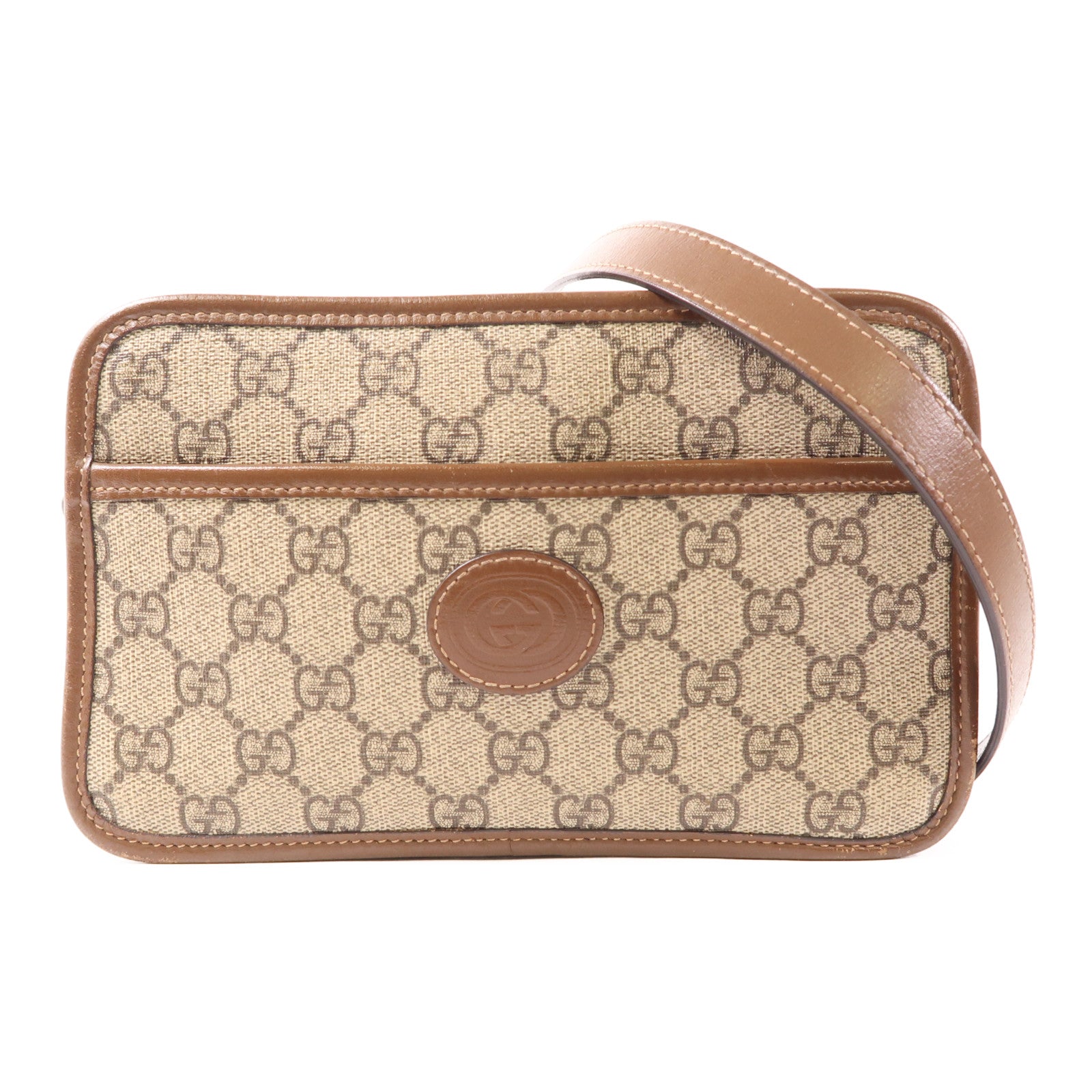 GUCCI 塗層帆布Shoulder Bag金扣肩背袋