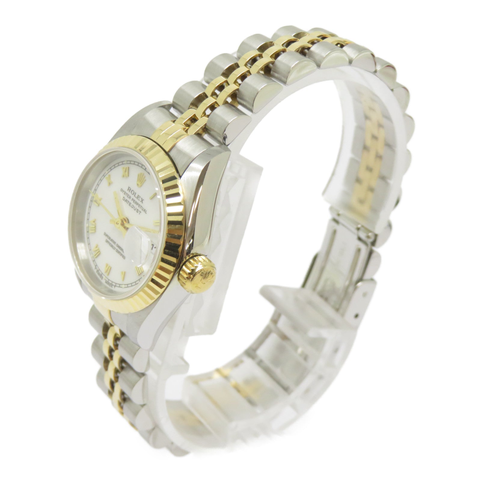 ROLEX Datejust不鏽鋼/18K黃金手錶自動機芯白色