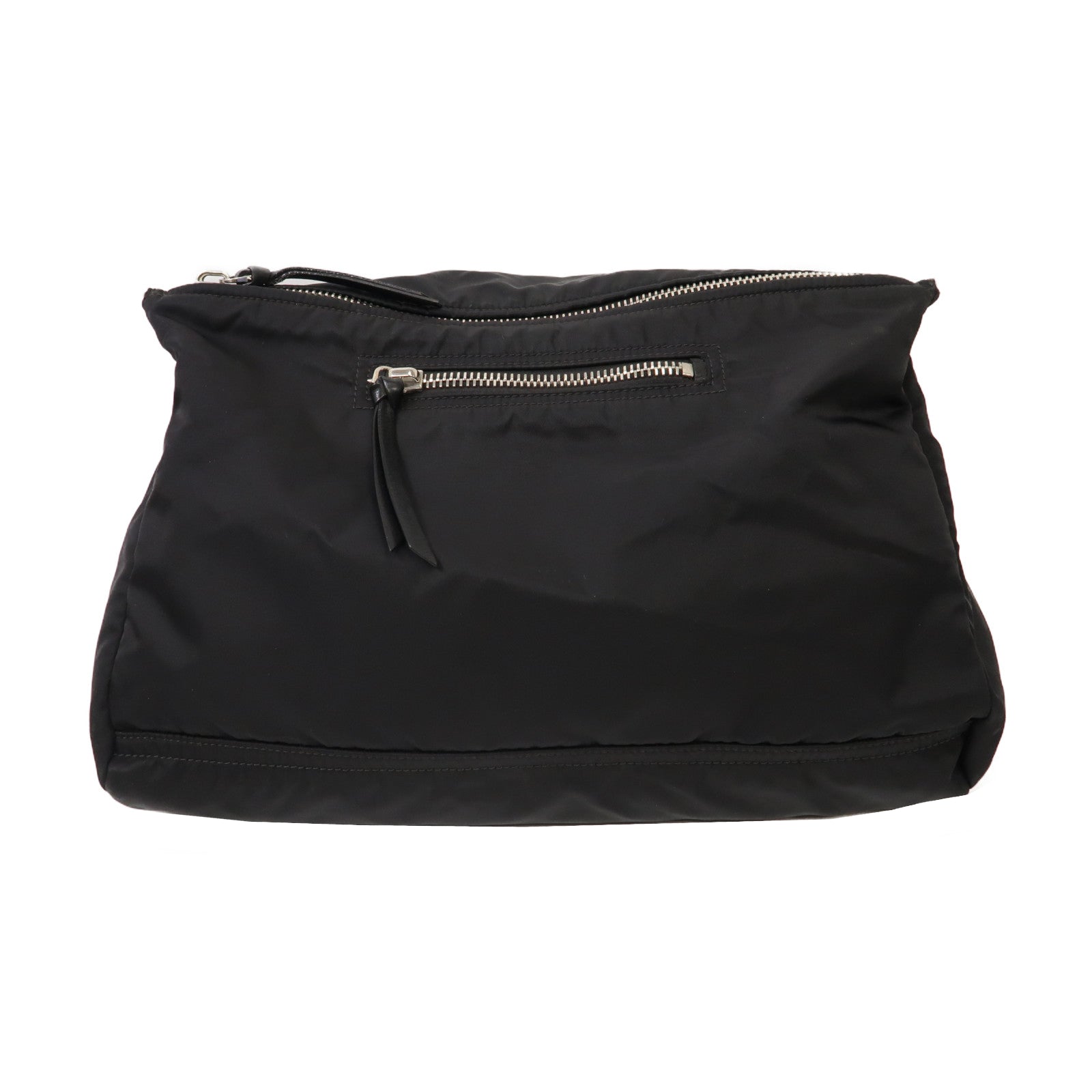 GIVENCHY 尼龍Pandora Messenger Bag銀扣手挽肩背兩用袋黑色