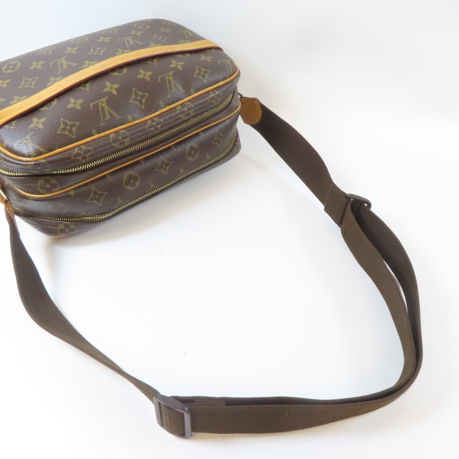 LOUIS VUITTON Monogram Reporter金扣肩背袋啡色