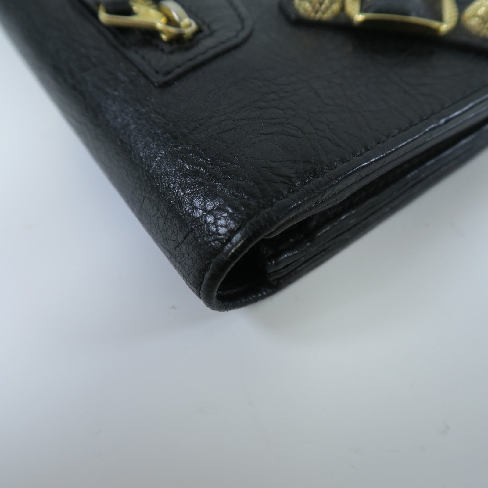 BALENCIAGA 【激減優惠】羊皮皮革Long Wallet金扣長錢包黑色