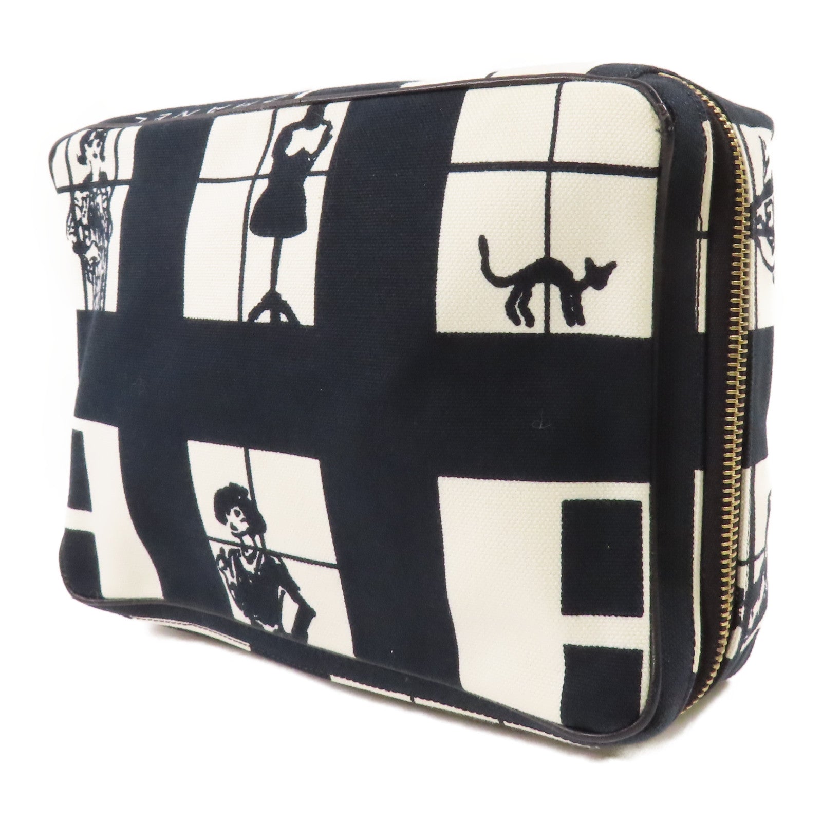 CHANEL 帆布Cosmetic Pouch金扣小袋