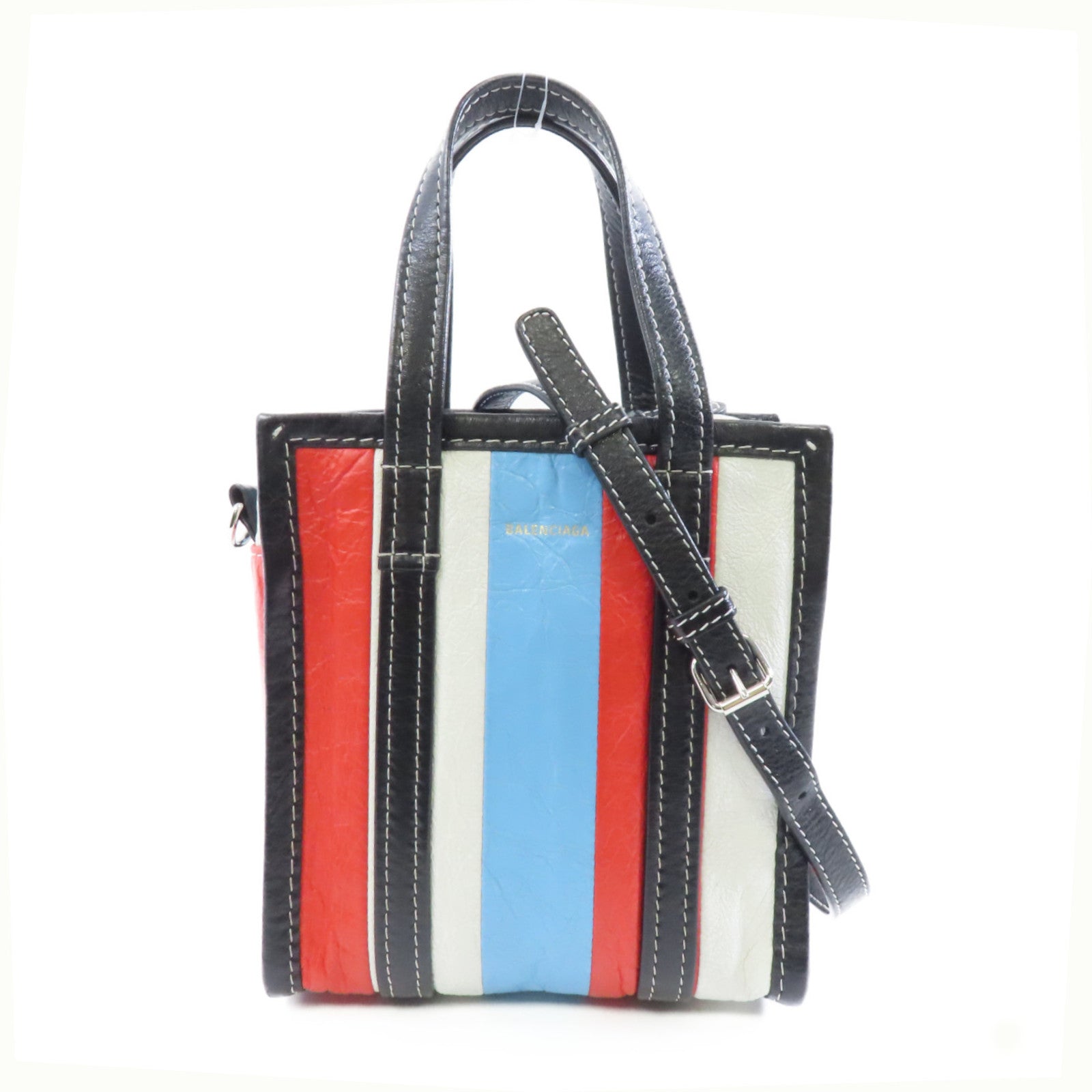 BALENCIAGA 牛皮皮革2 Way Shoulder銀扣手挽肩背兩用袋彩色