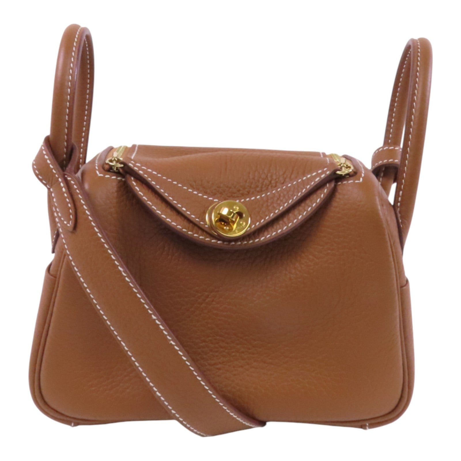 HERMES Clemence皮革Mini Lindy金扣肩背袋