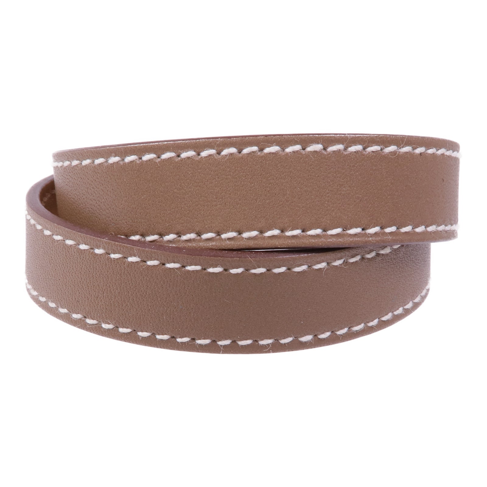 HERMES 【萬聖節商品】Swift皮革Kelly Double Tour Bracelet銀扣手帶Etoupe