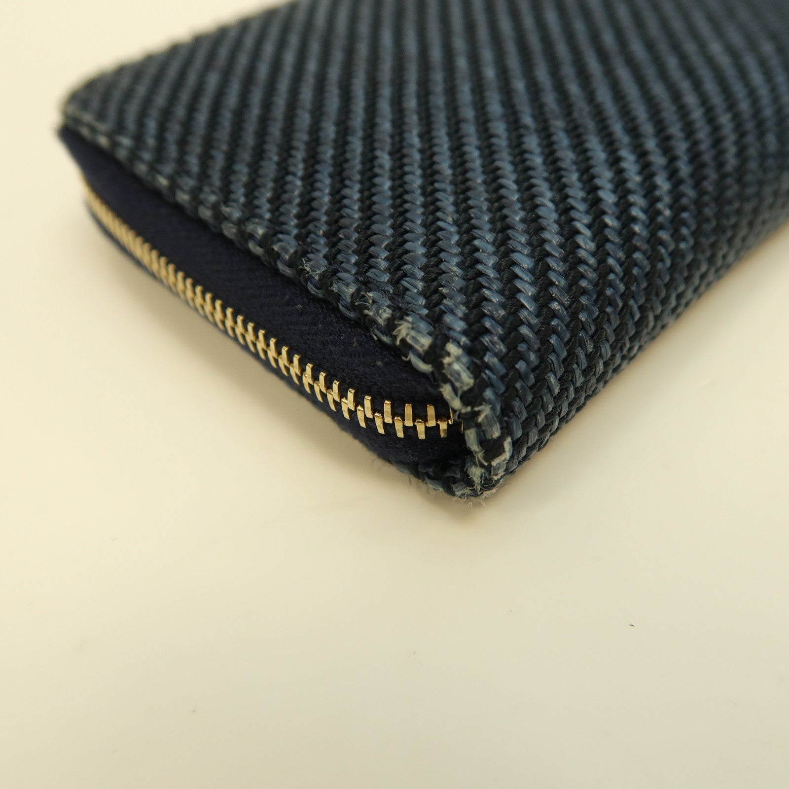 CHANEL 【激減優惠】牛仔布Deauville Small Zip Wallet金扣長錢包藍色
