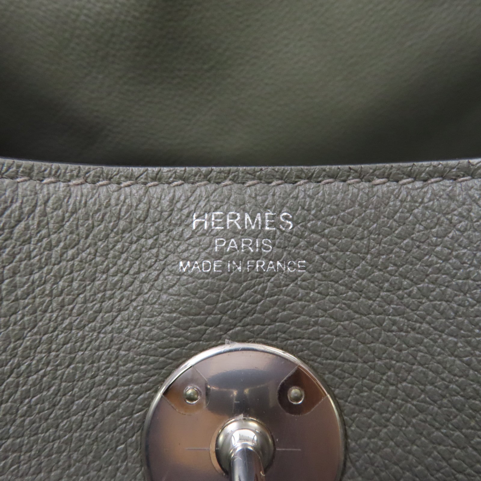 HERMES Evercolor皮革Lindy 26銀扣手挽肩背兩用袋Gris Meyer/積雨雲灰