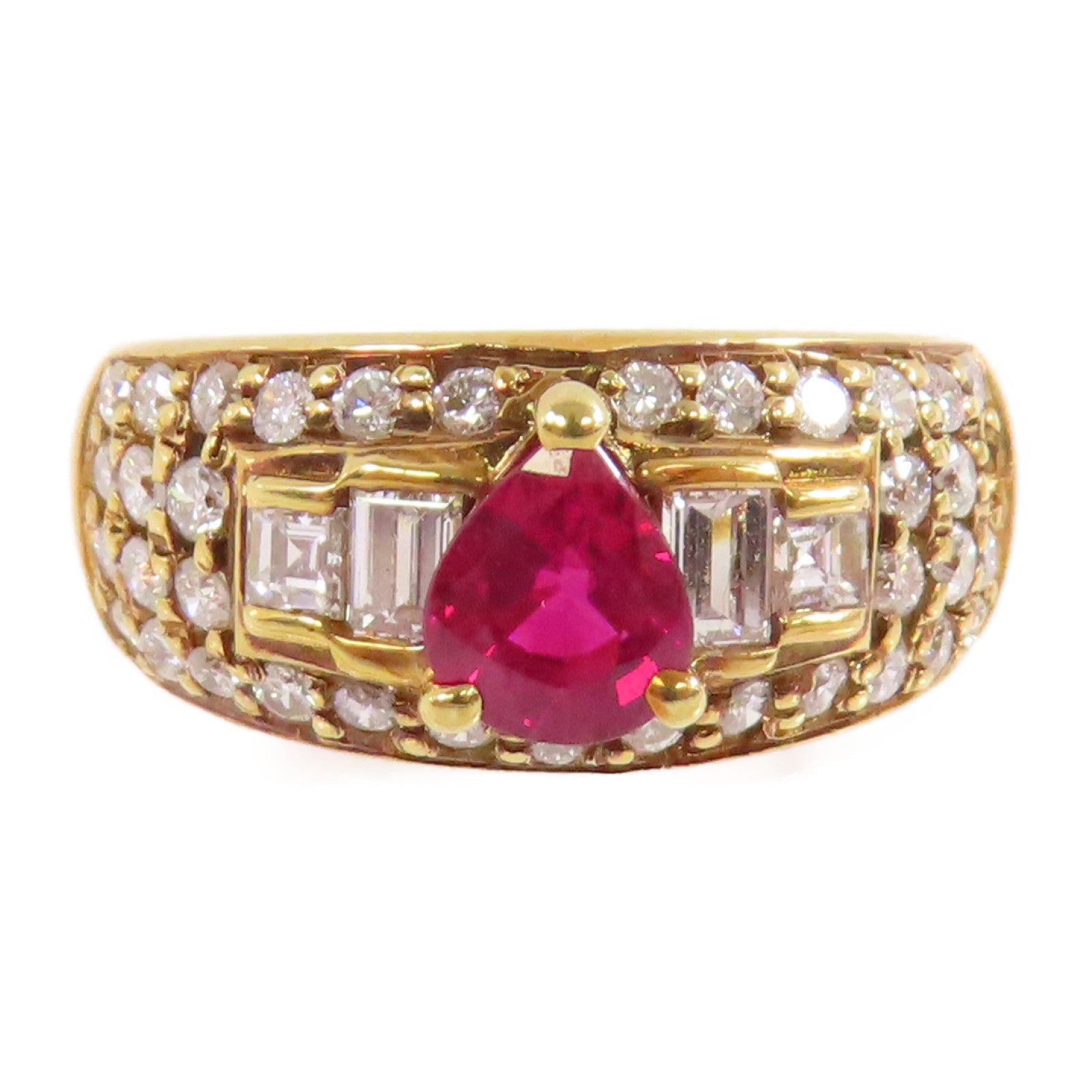 JEWELRY 【激減優惠】18K黃金/紅寶石/鑽石Ruby Diamond Ring戒指US#6