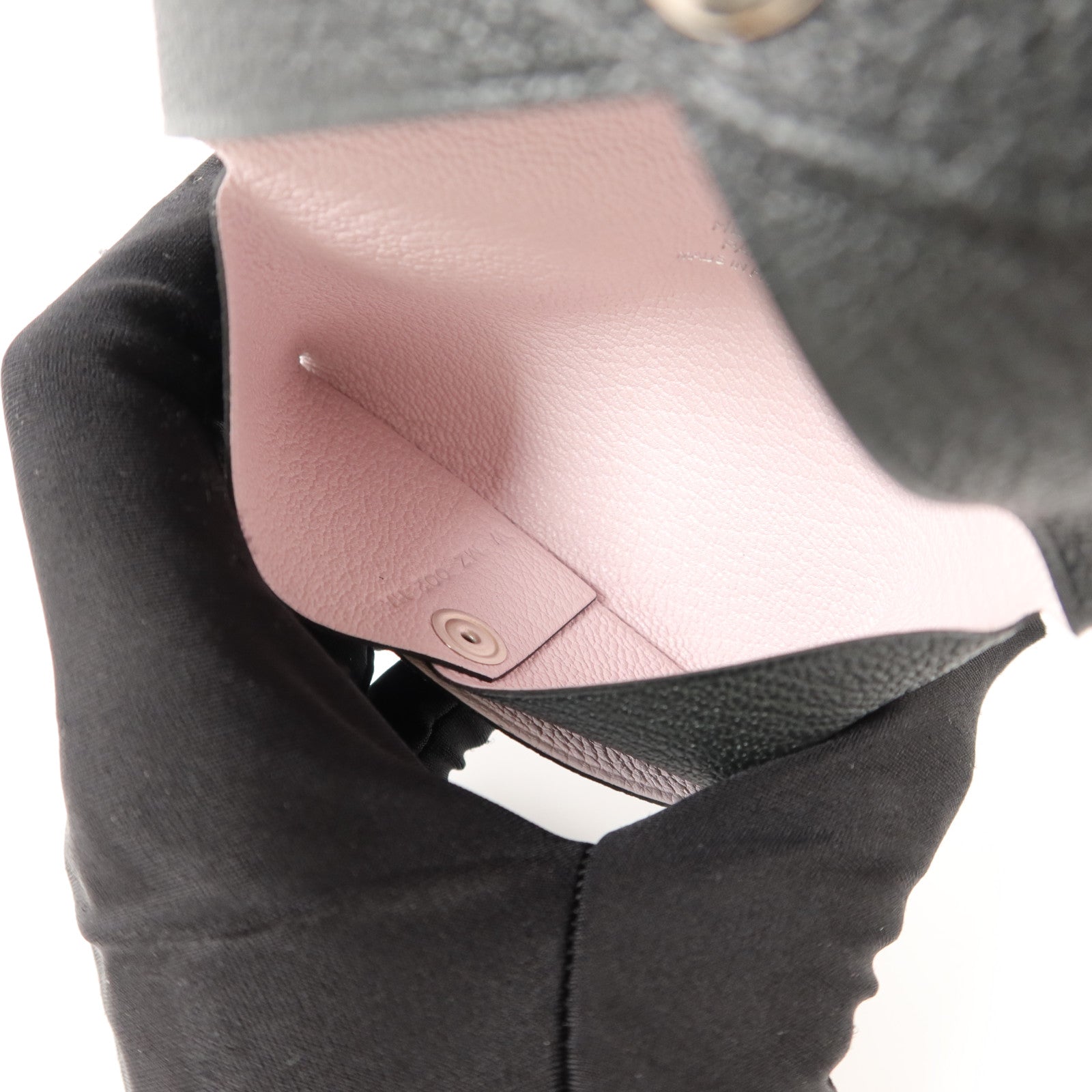HERMES Chevre皮革Calvi Card Case卡片套Noir/Mauve Sylvestre