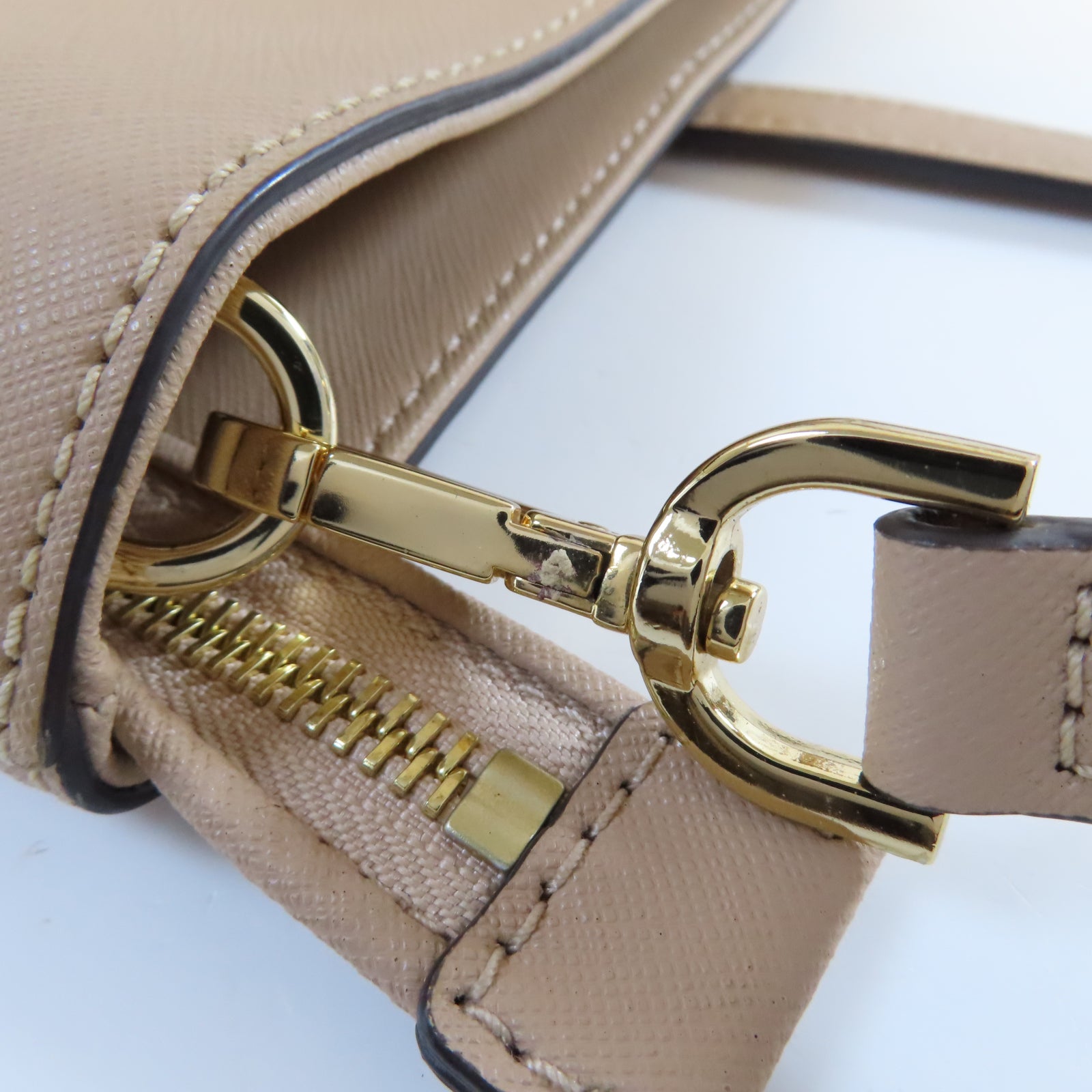 Michael Kors 【清倉大減價】牛皮皮革Shoulder Bag金扣手挽肩背兩用袋米色