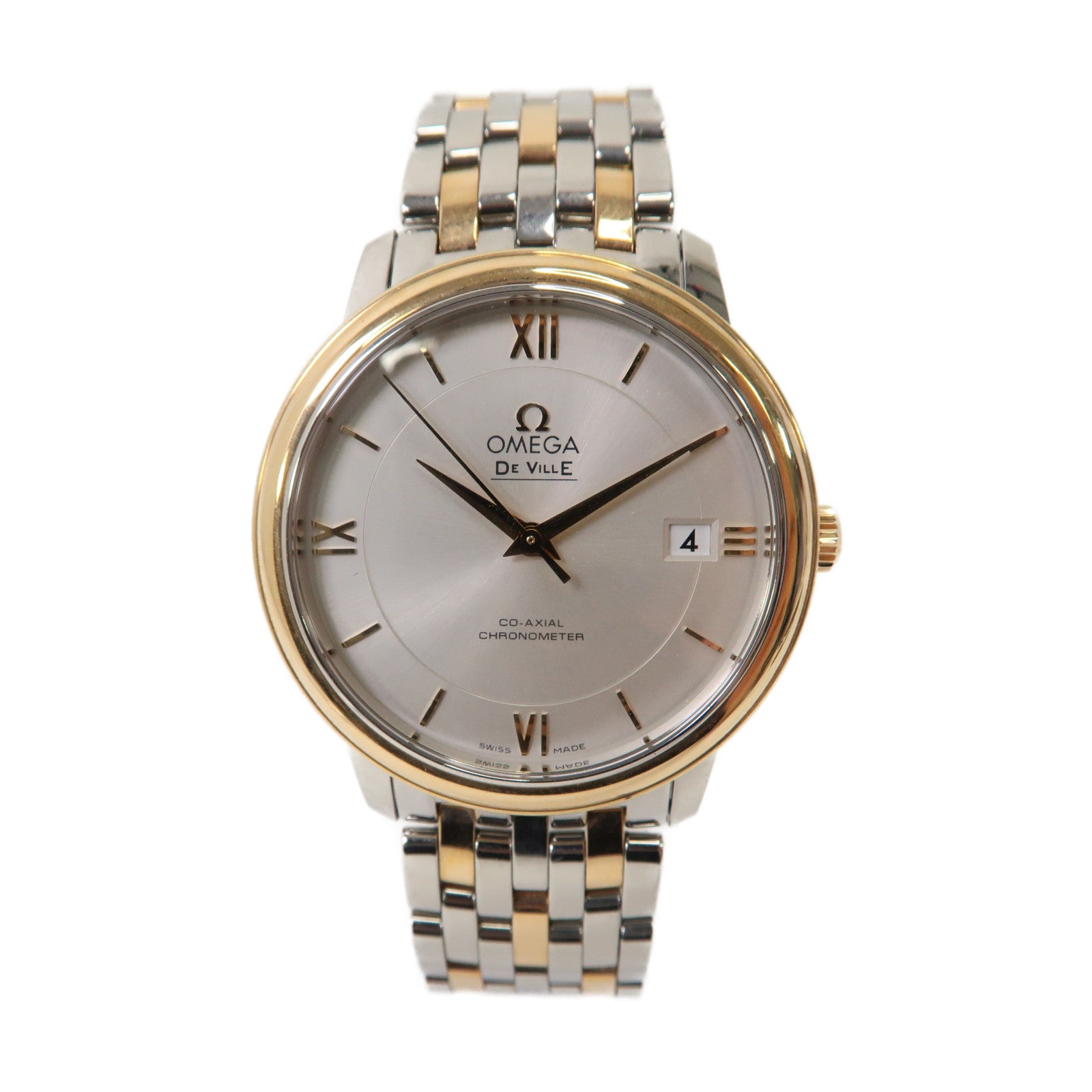 OMEGA Omega De Ville Prestge18K黃金/不鏽鋼手錶自動機芯白色