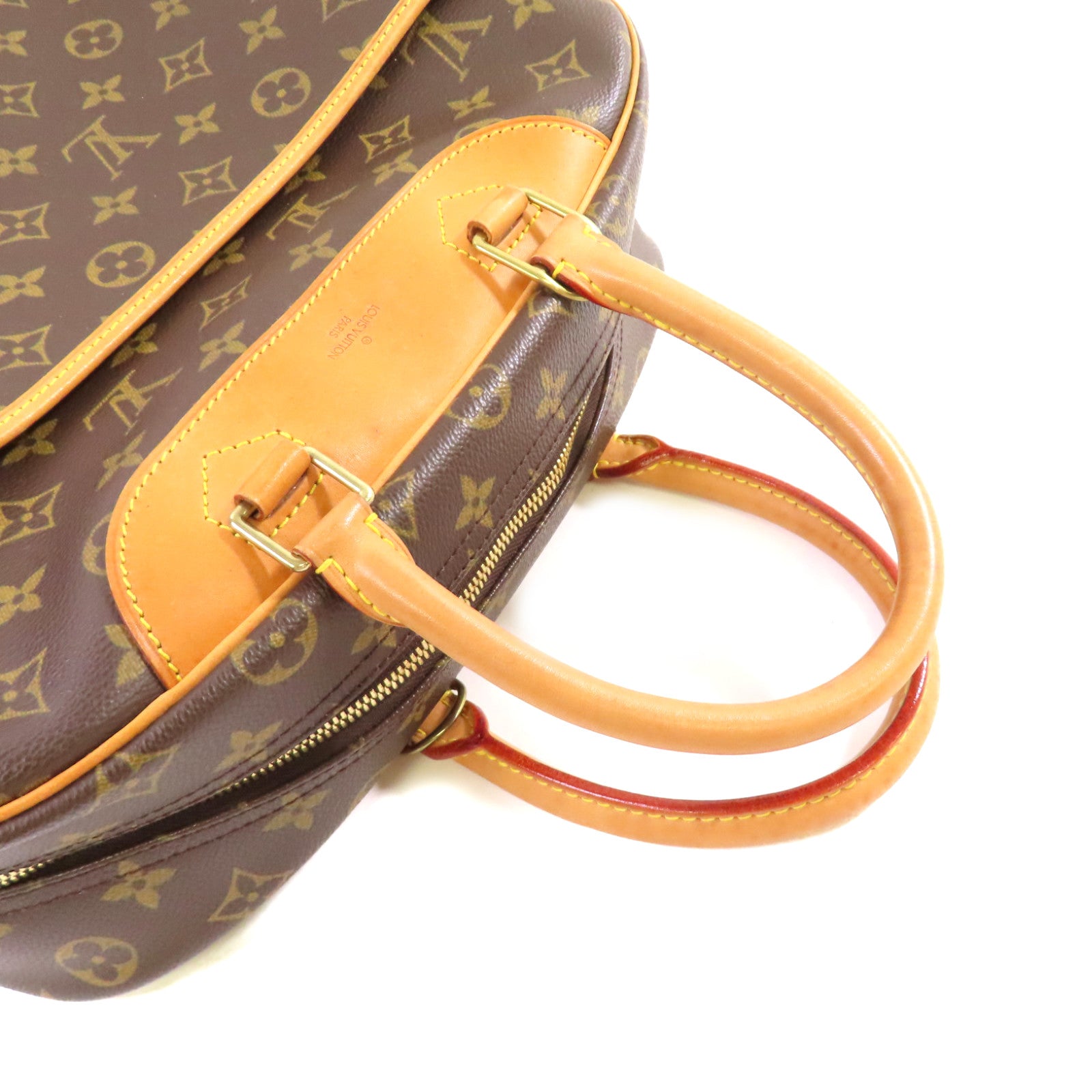LOUIS VUITTON 【激減優惠】Monogram Deauville GM Handbag金扣手挽袋啡色