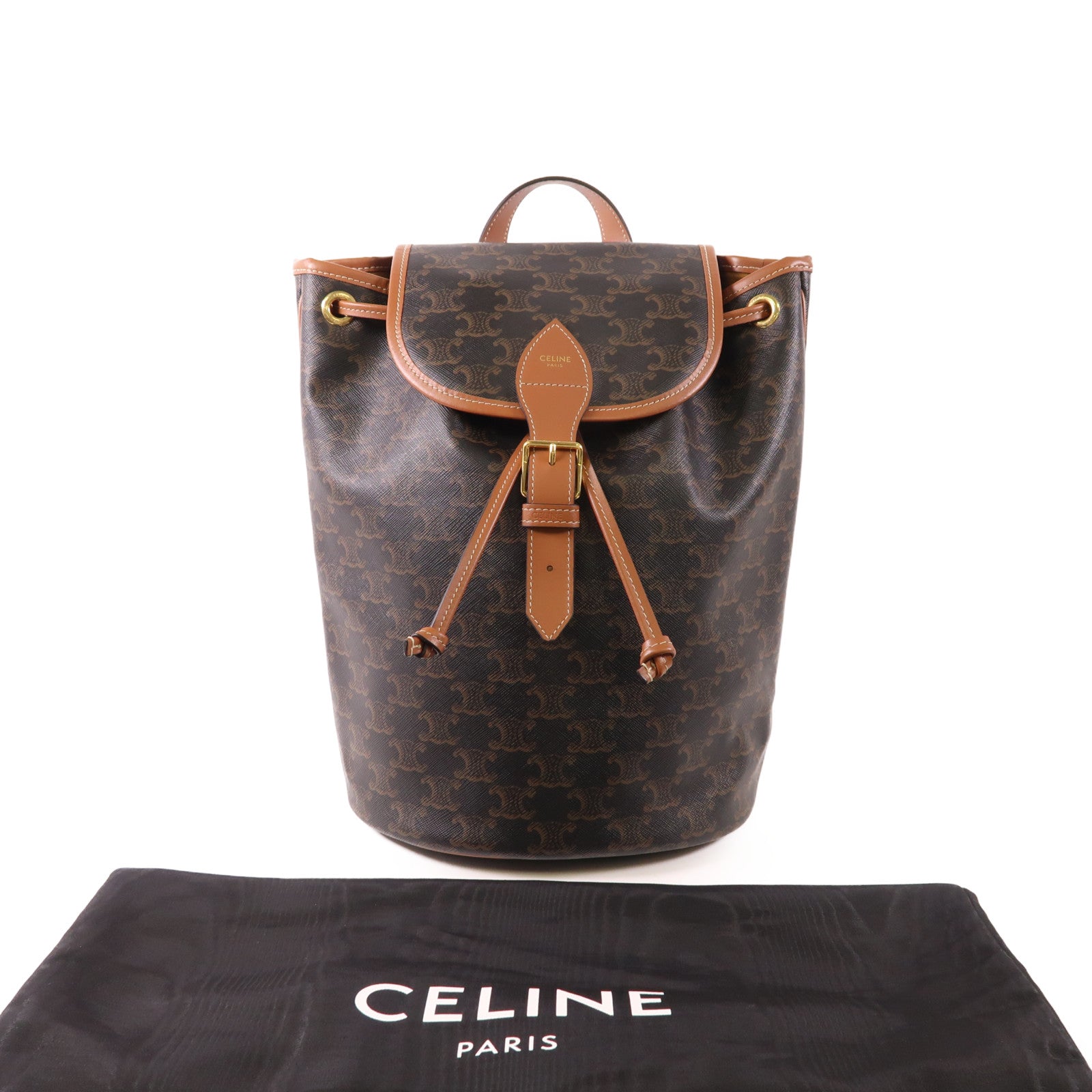 CELINE GHW Medium Backpack Foico Rucksack 117902 Coated Canvas Brown