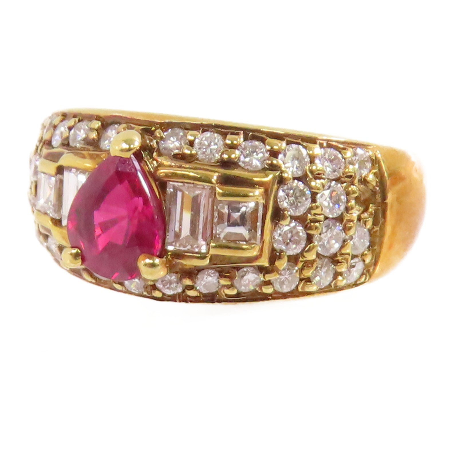 JEWELRY 【激減優惠】18K黃金/紅寶石/鑽石Ruby Diamond Ring戒指US#6