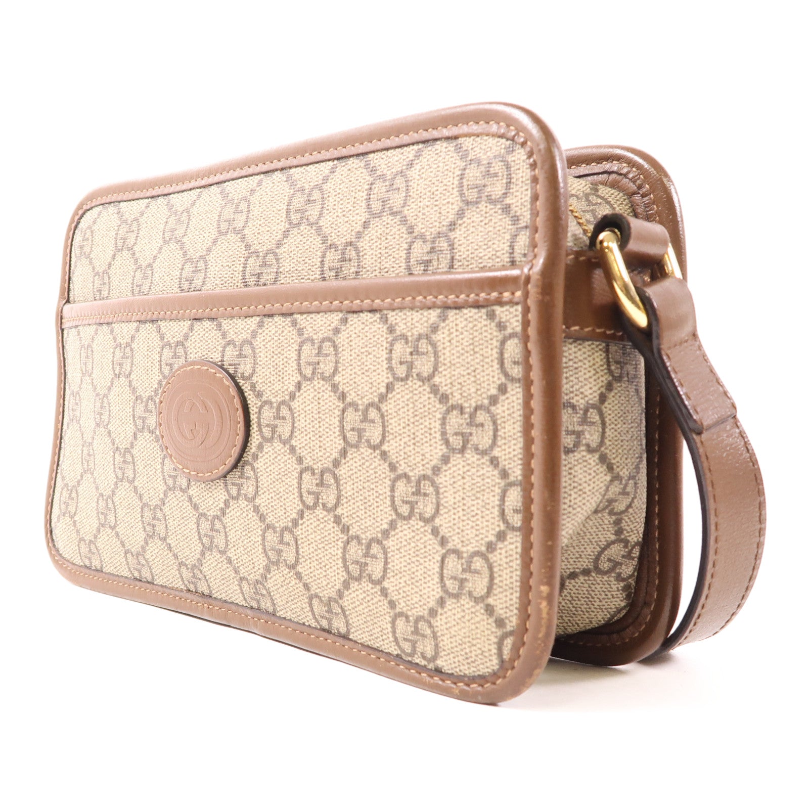 GUCCI 塗層帆布Shoulder Bag金扣肩背袋