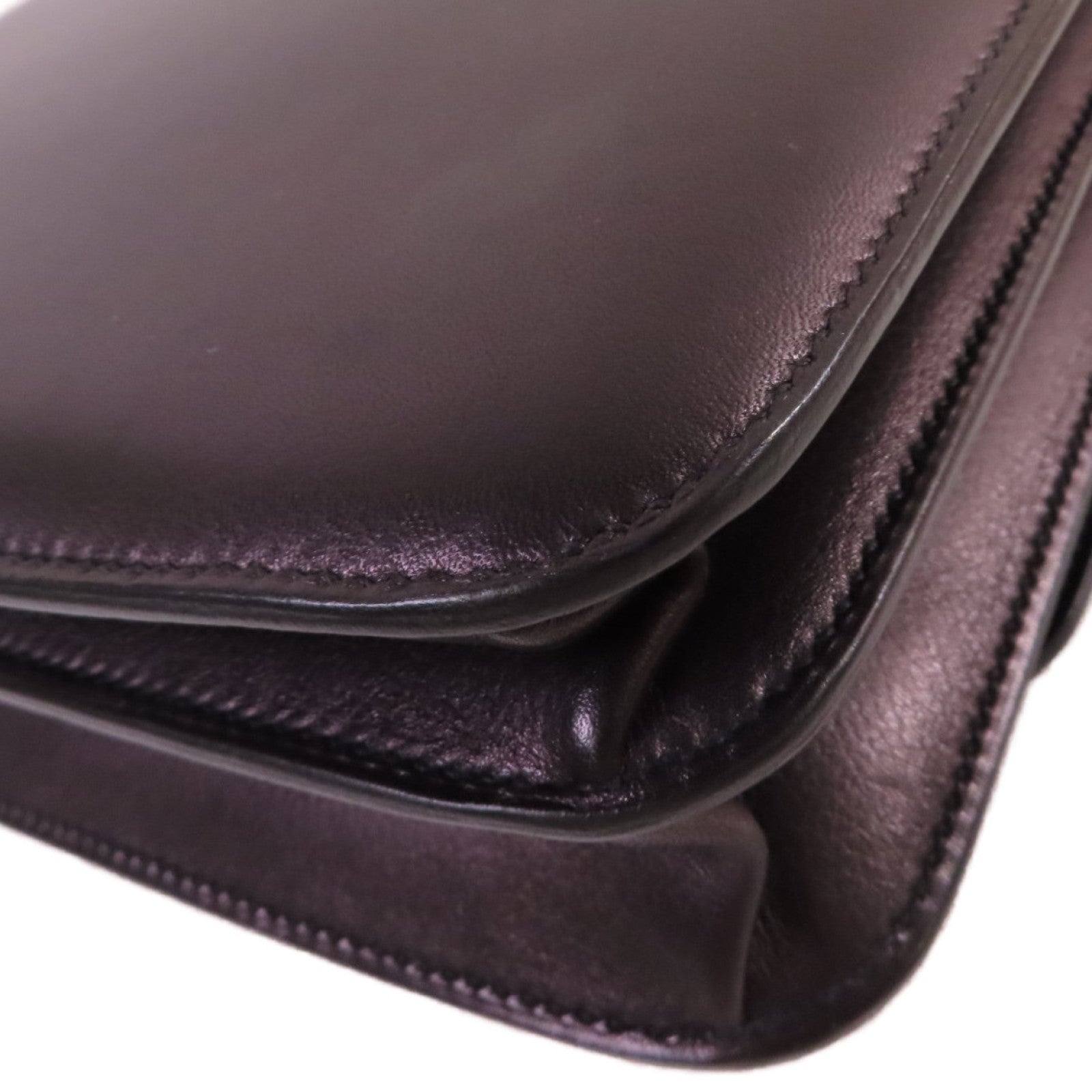 HERMES Evercolor皮革2002 Shoulder Bag銀扣肩背袋Noir黑色