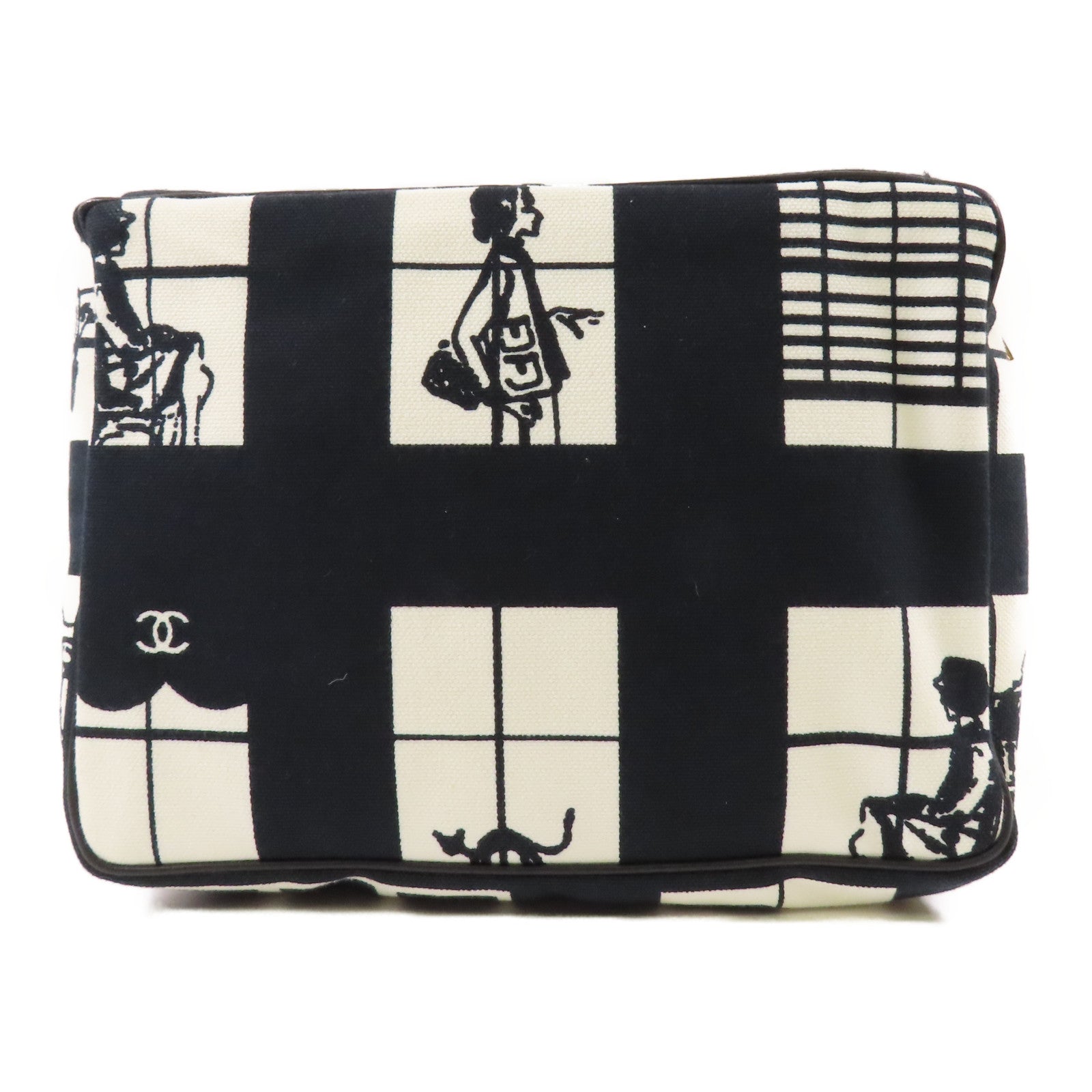 CHANEL 【激減優惠】帆布Cosmetic Pouch金扣小袋