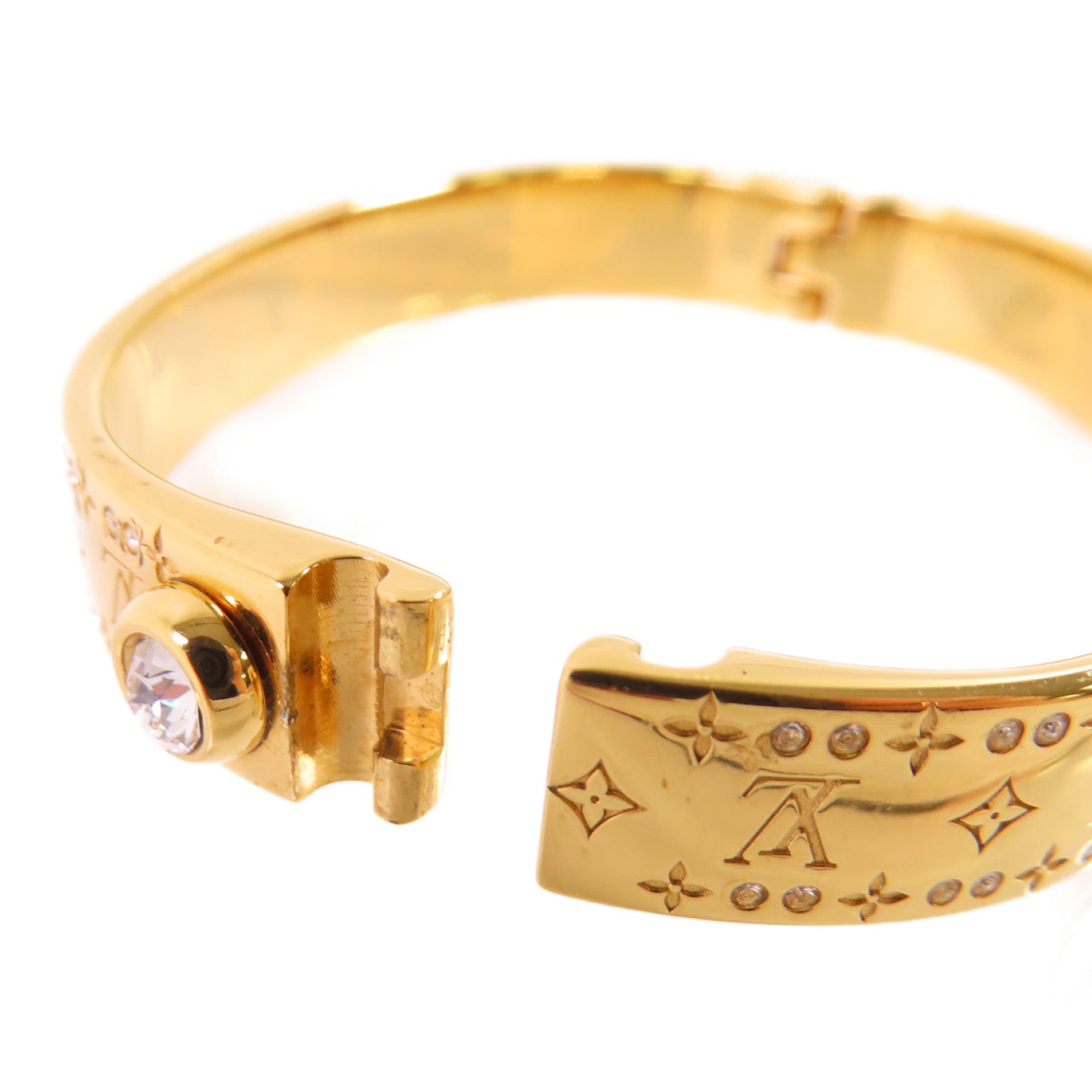 LOUIS VUITTON 金屬/水鑽Nanogram Strass Bracelet S金扣手镯