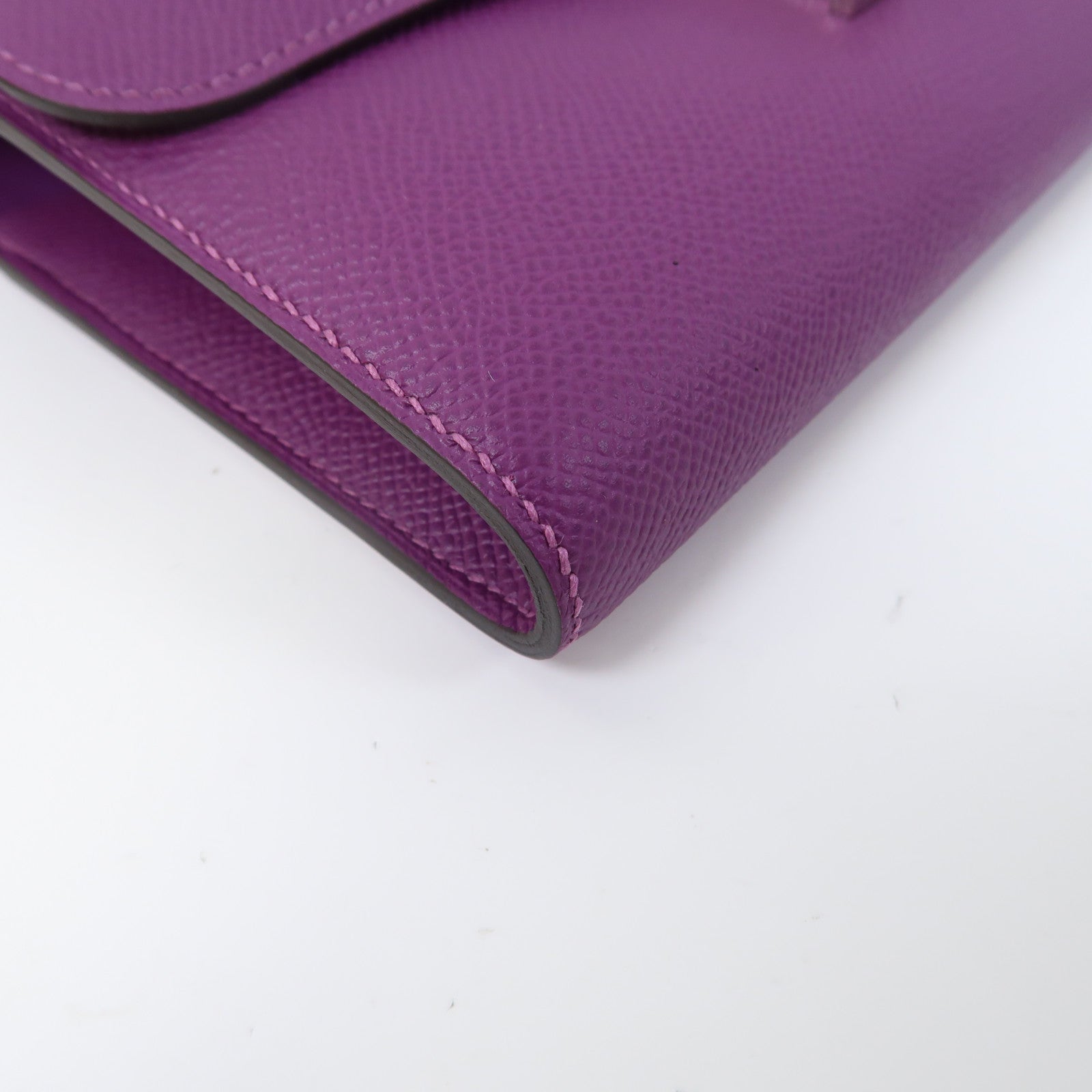 HERMES Epsom皮革Constance Long Wallet銀扣長錢包Anemone/紫色
