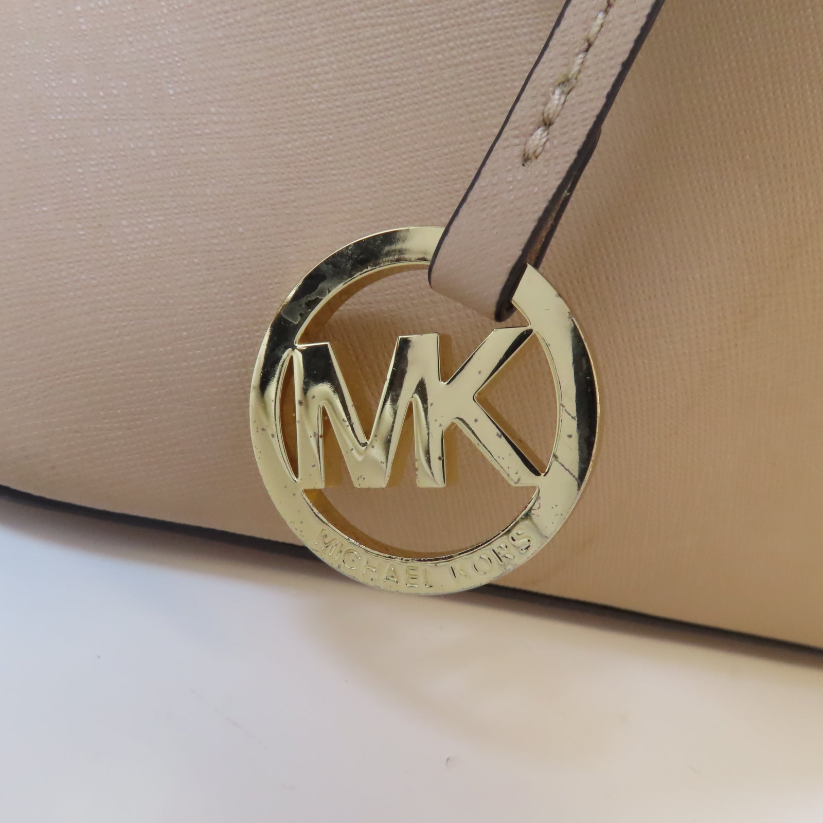Michael Kors 【清倉大減價】牛皮皮革Shoulder Bag金扣手挽肩背兩用袋米色
