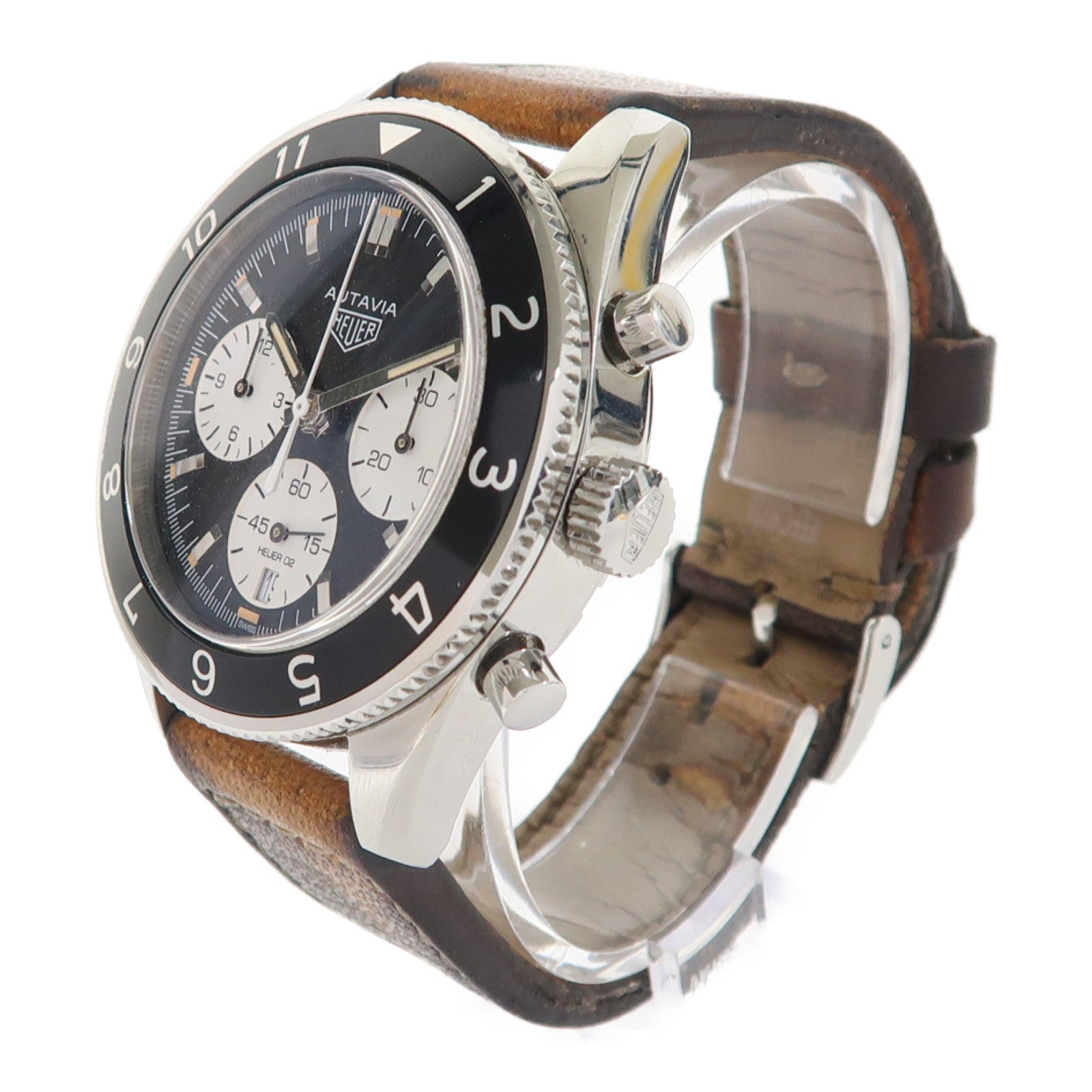 TAG HEUER Autavia不鏽鋼/皮帶手錶自動機芯黑色