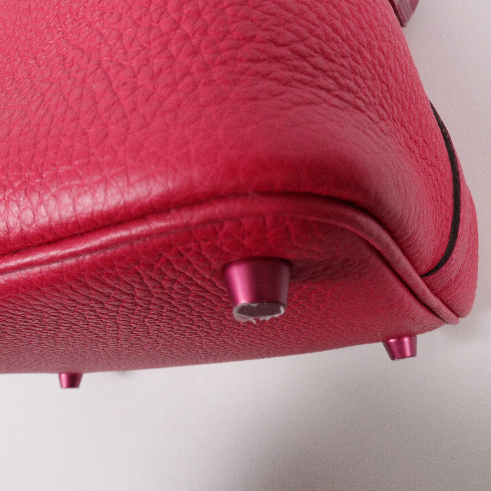 HERMES Clemence皮革Picotin PM手挽袋Rose Mexico