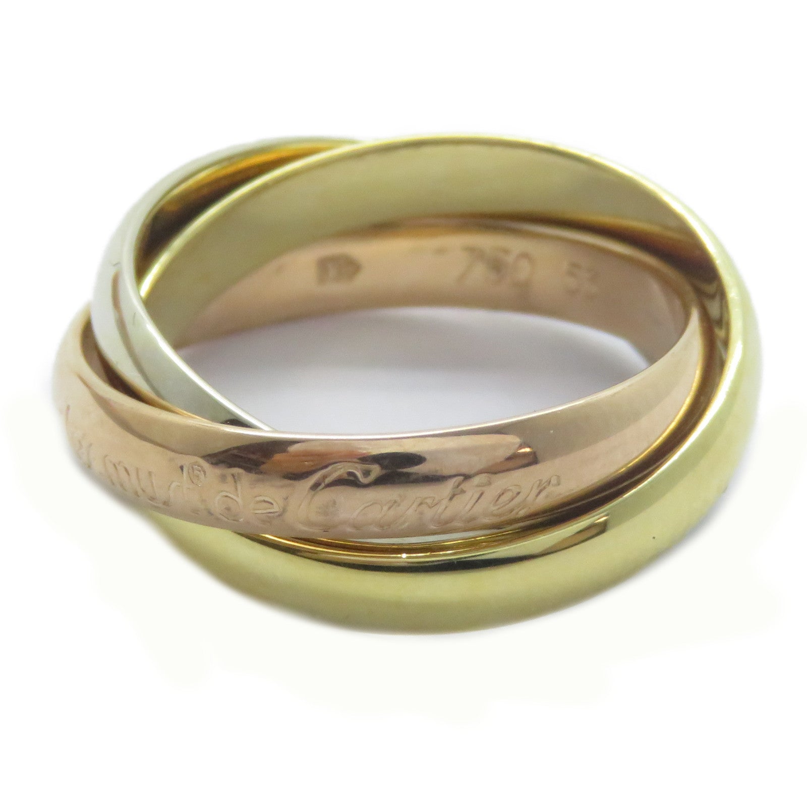CARTIER 18K黃金/白金/玫瑰金Les Must De Trinity戒指Cartier#53/US#6.25