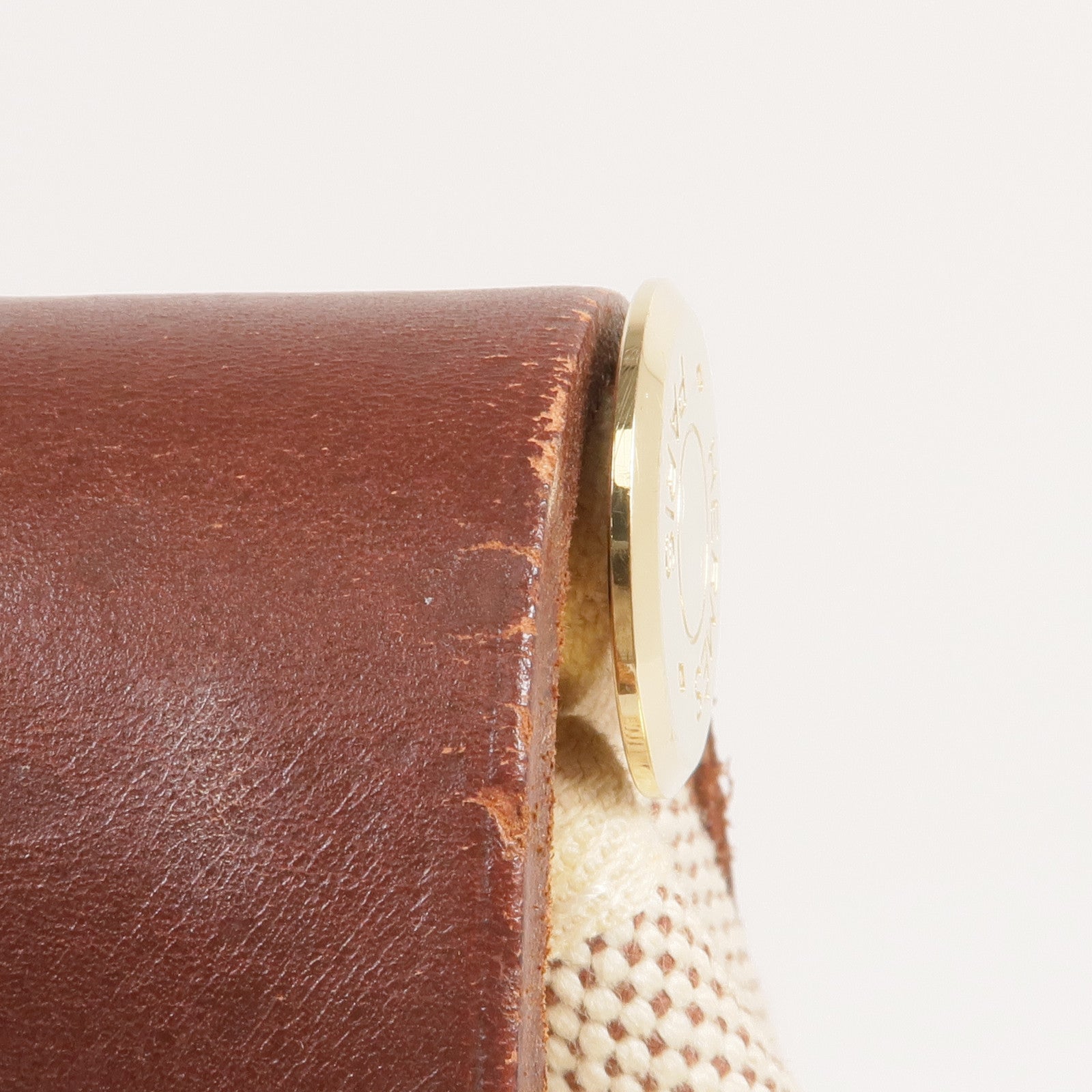 HERMES Toile H帆布/皮革Herbag PM金扣手挽肩背兩用袋
