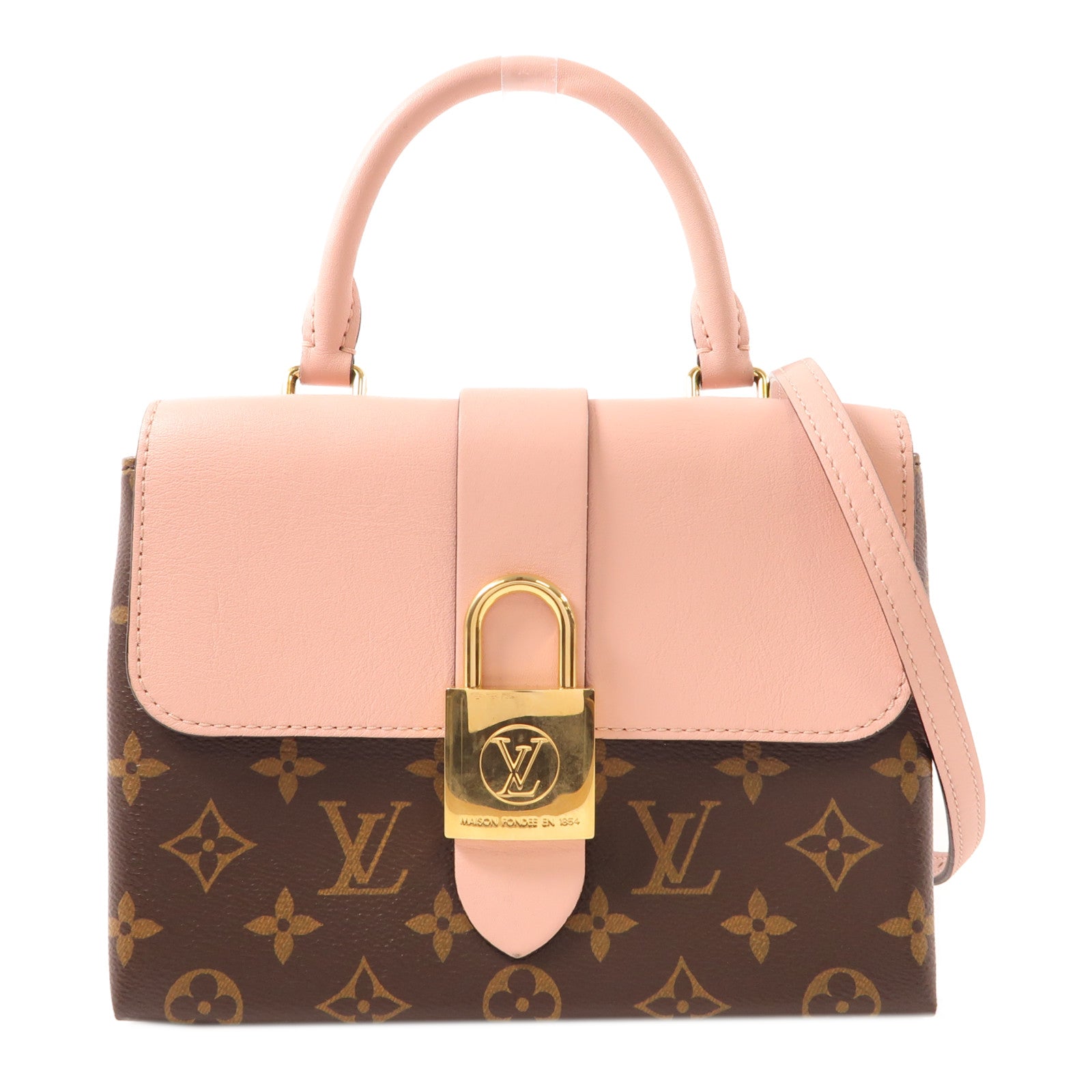 LOUIS VUITTON Monogram Locky BB金扣手挽肩背兩用袋棕色/粉紅色