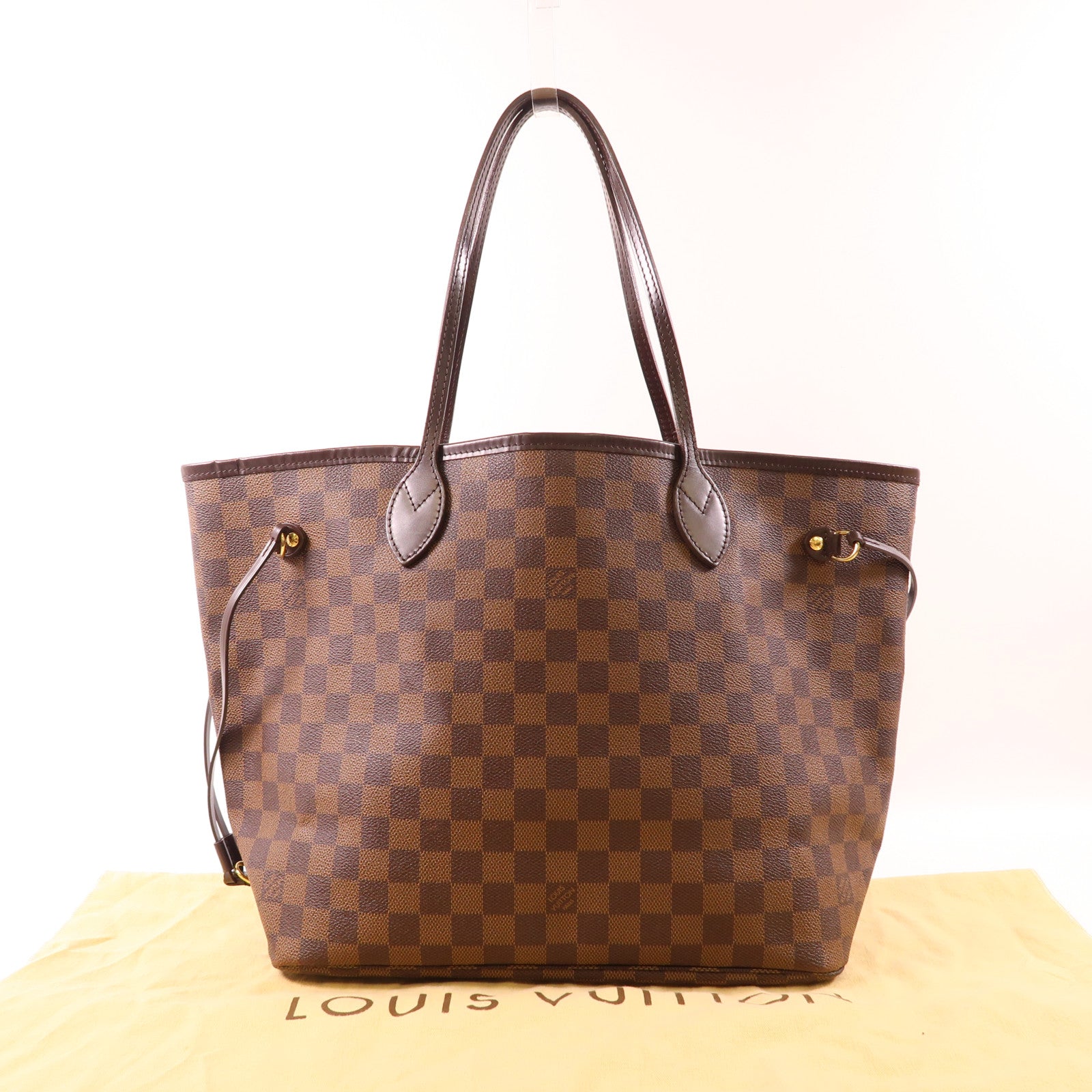 LOUIS VUITTON LV GHW Neverfull MM Shoulder Tote Bag N51105 Damier Brown