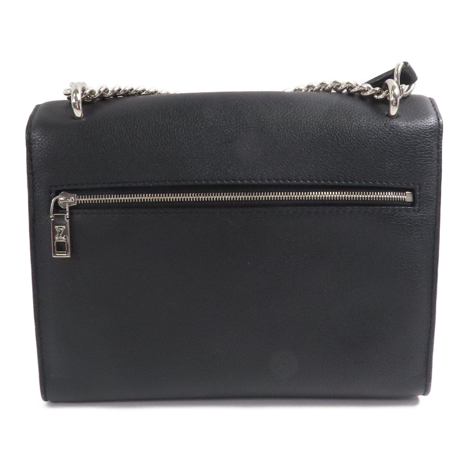 LOUIS VUITTON 牛皮皮革Mylockme Chain Bag銀扣鏈帶肩背袋