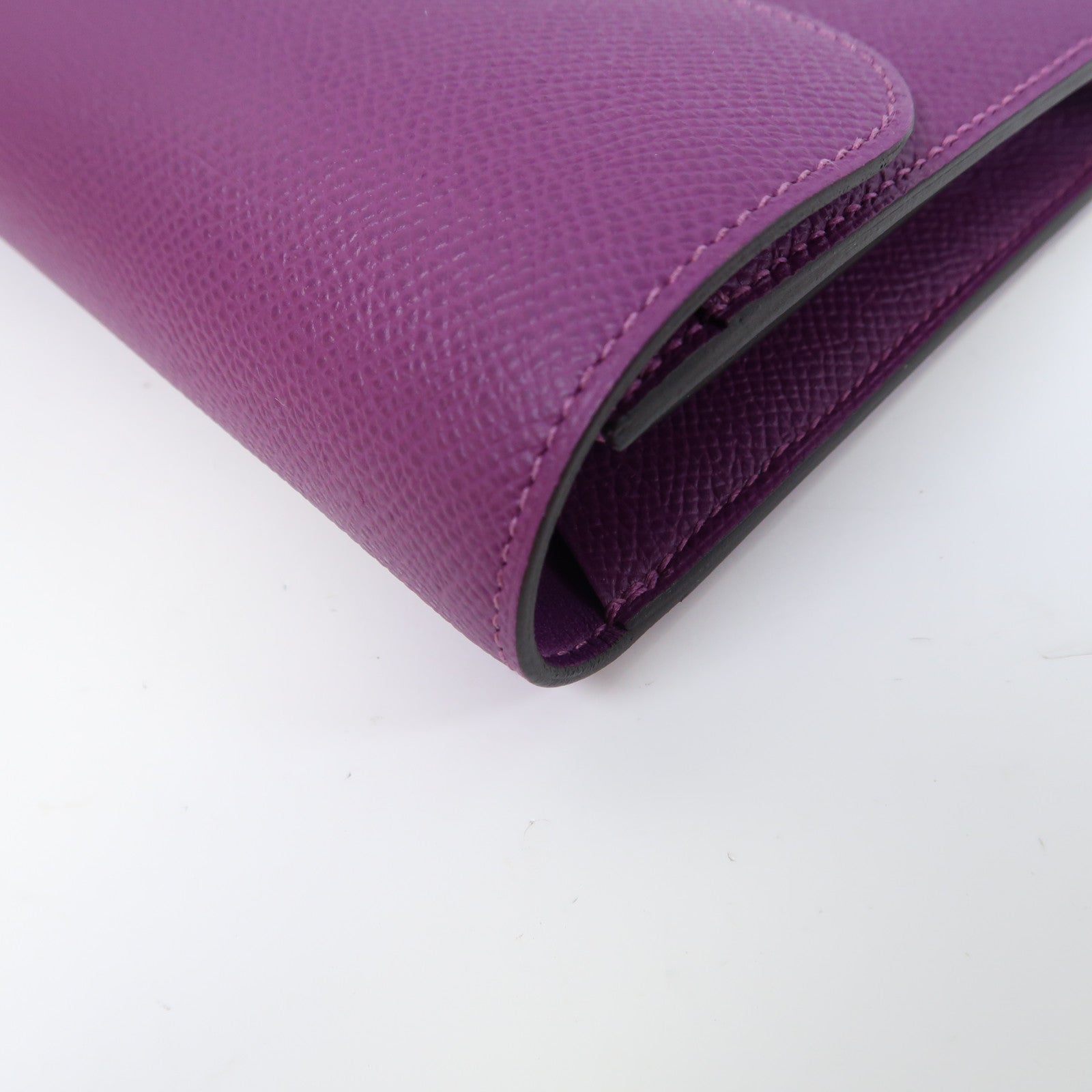 HERMES Epsom皮革Constance Long Wallet銀扣長錢包Anemone/紫色
