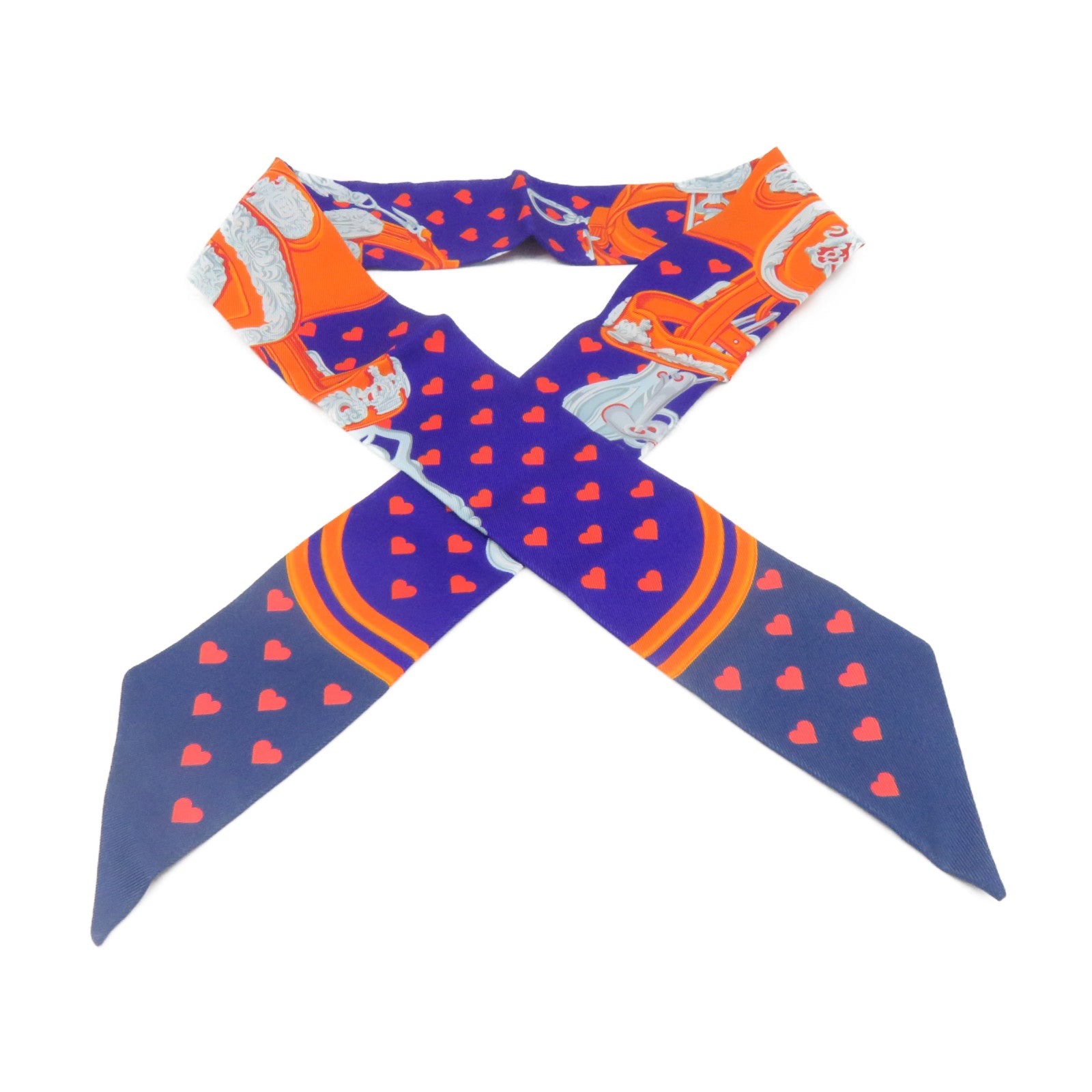 HERMES 【激減優惠】絲質Twilly Scarf絲巾橙色/紫色/彩色