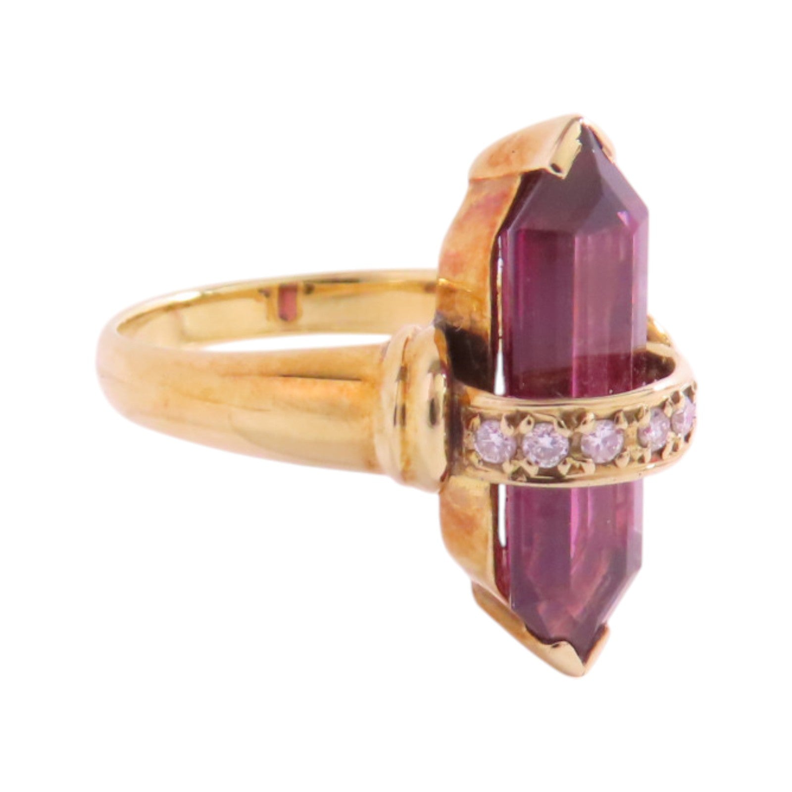 JEWELRY 18K黃金/石榴紅寶石/鑽石Garnet Diamond Ring戒指US#5.75