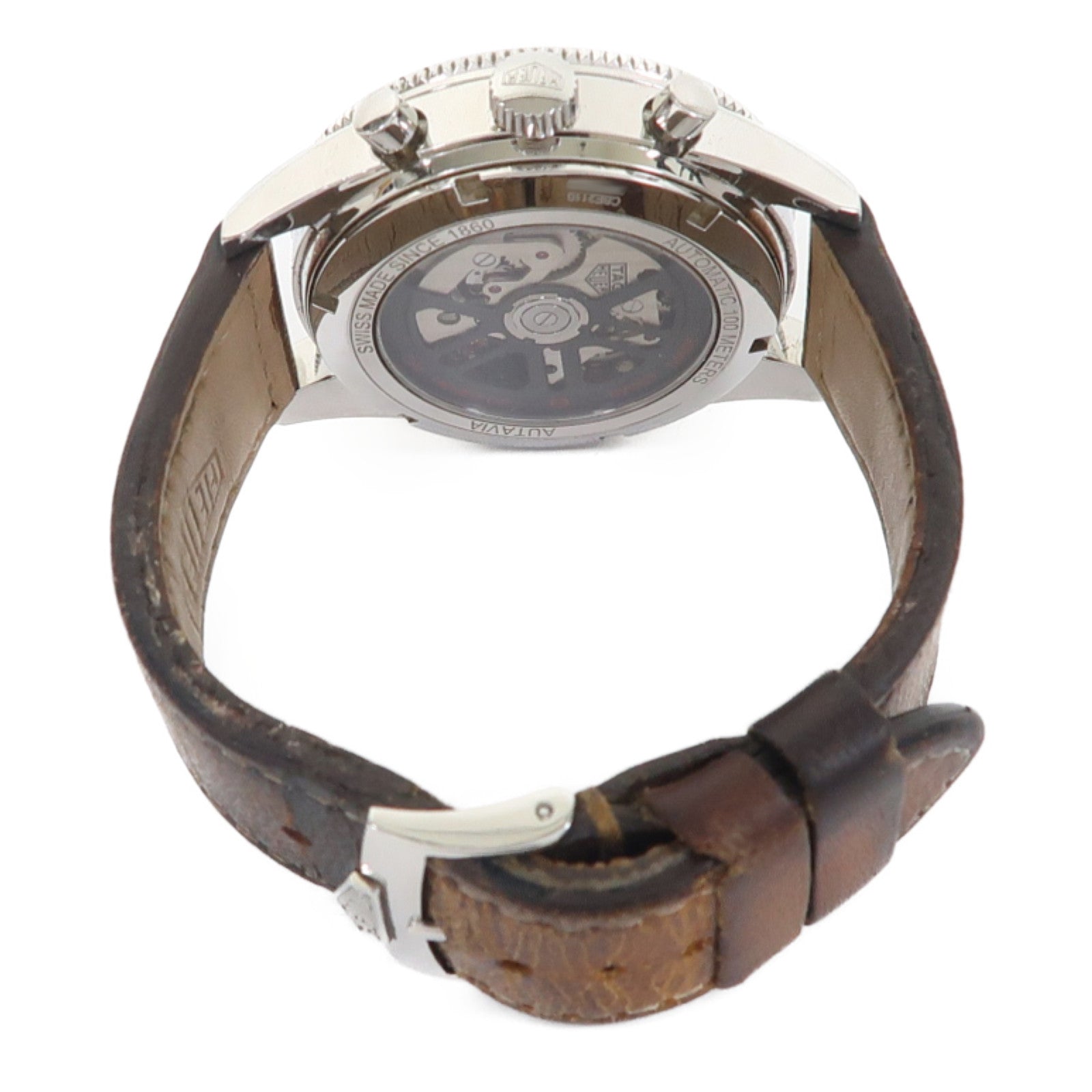 TAG HEUER Autavia不鏽鋼/皮帶手錶自動機芯黑色