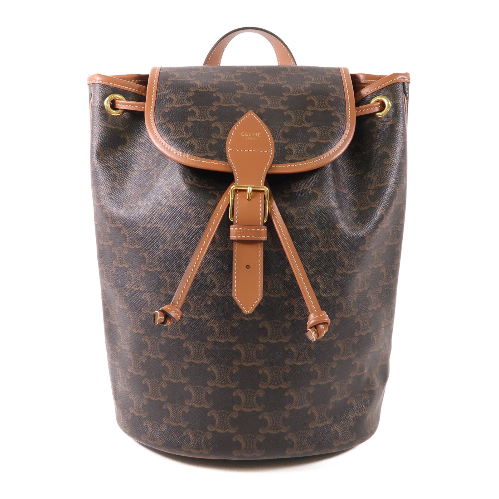 CELINE GHW Medium Backpack Foico Rucksack 117902 Coated Canvas Brown