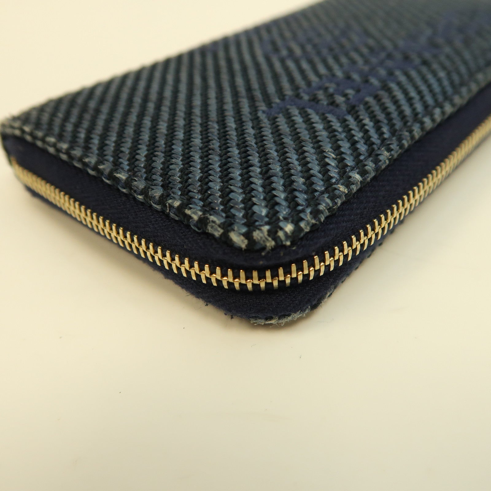 CHANEL 【激減優惠】牛仔布Deauville Small Zip Wallet金扣長錢包藍色