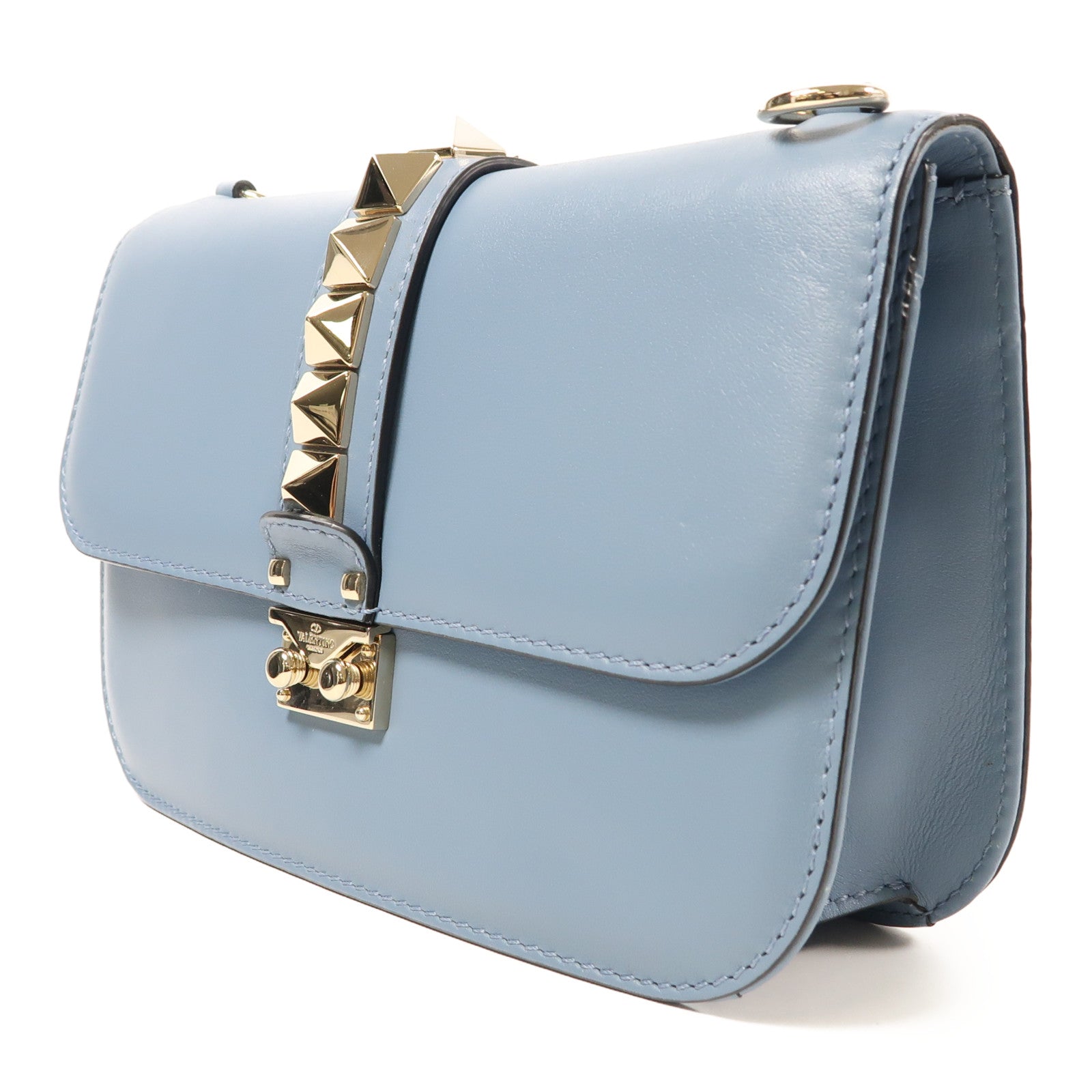 Valentino 牛皮皮革Shoulder Bag金扣鏈帶肩背袋